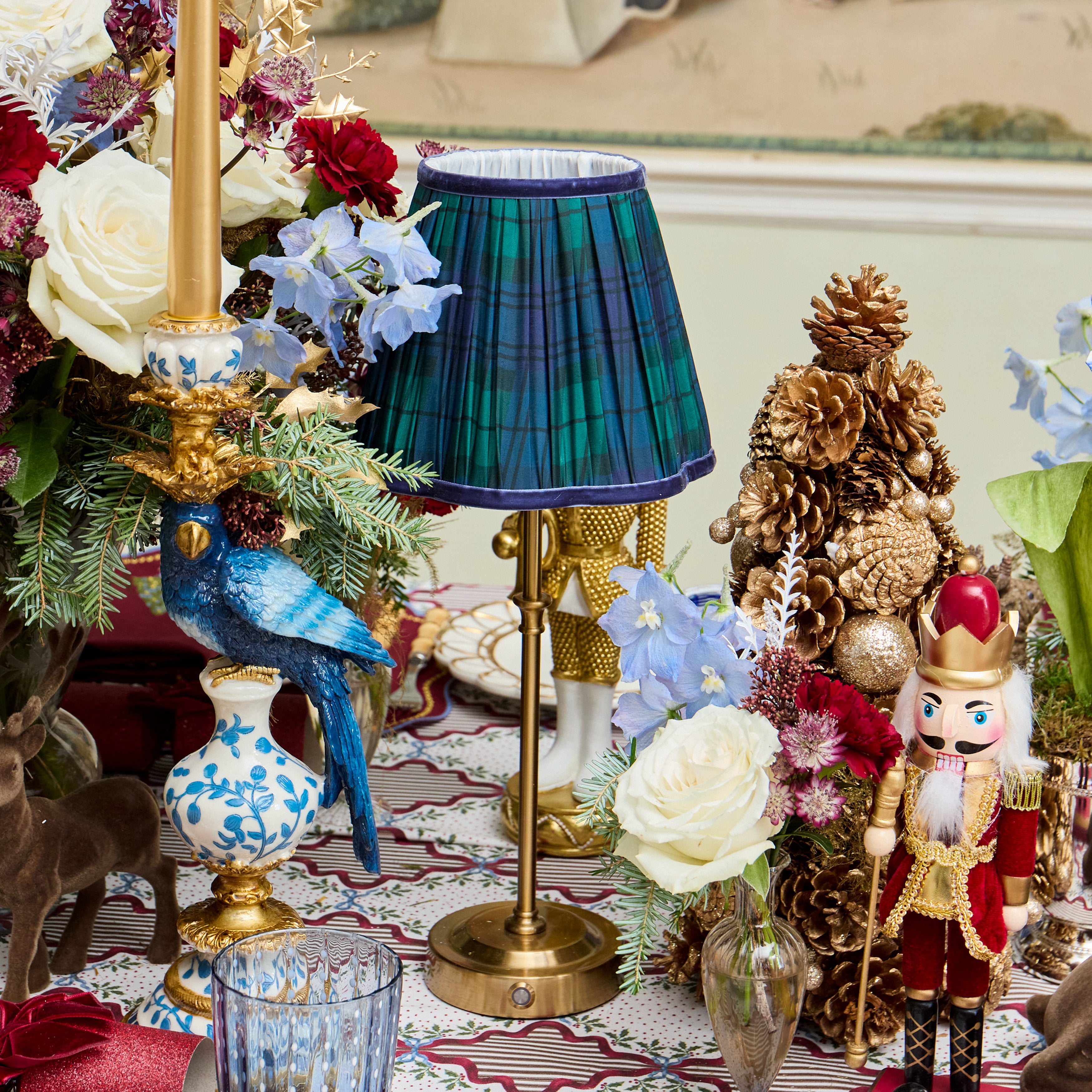 Edie Rechargeable Lamp with Blackwatch Tartan Shade (18cm)