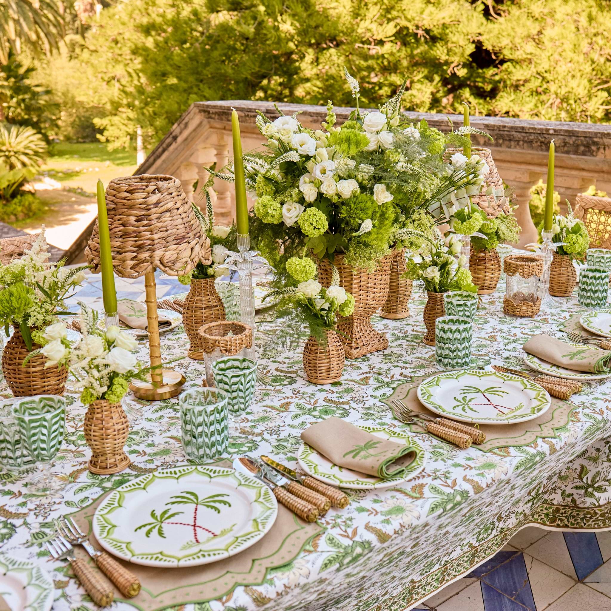 Sand & Green Celestria Placemats & Palm Tree Napkins (Set of 4)
