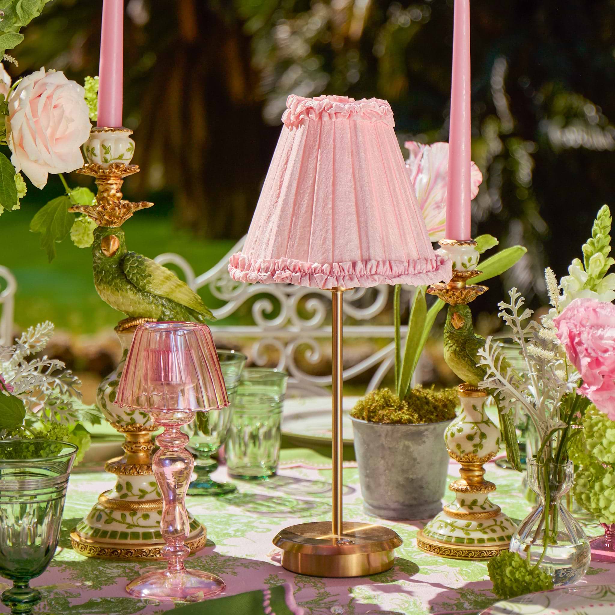 Pale Pink Frilled Silk Lampshade (18cm)