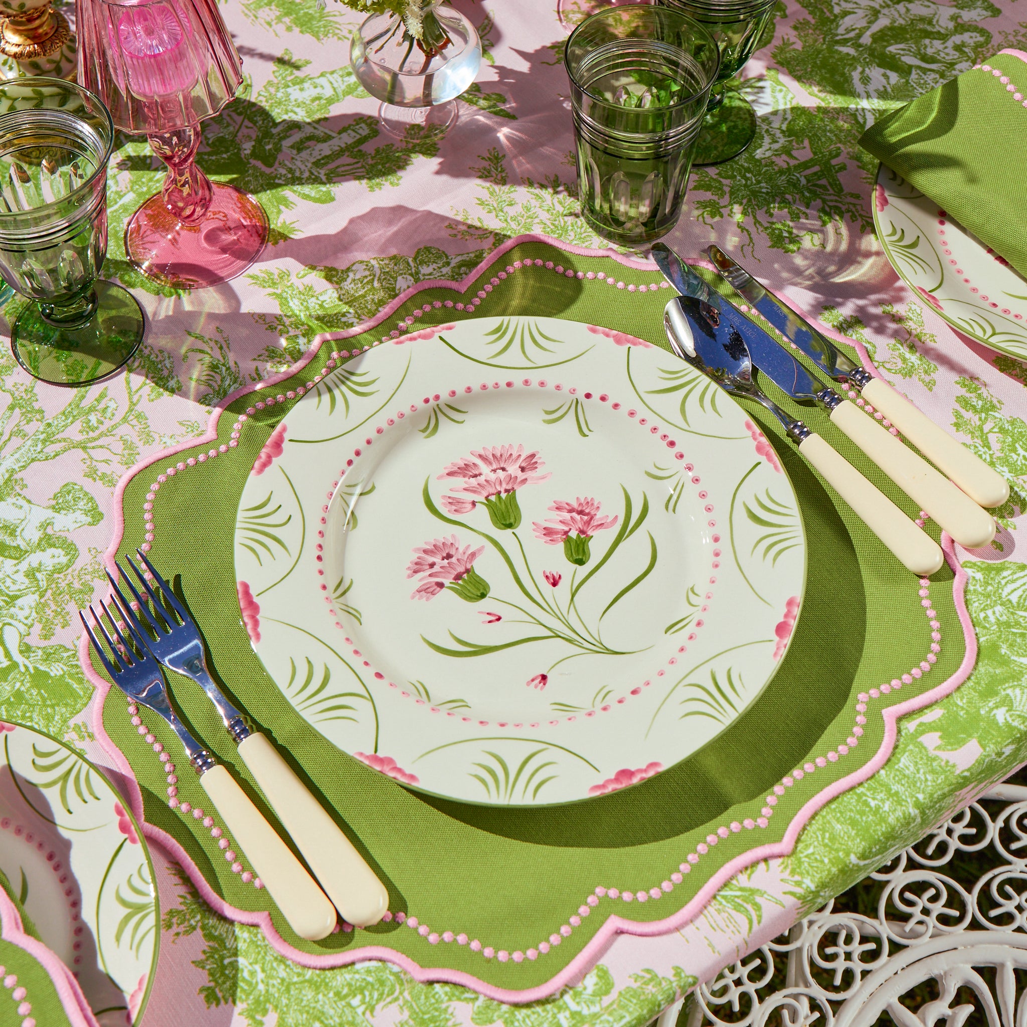 Pink & Green Santa Kristina Dinner Plate