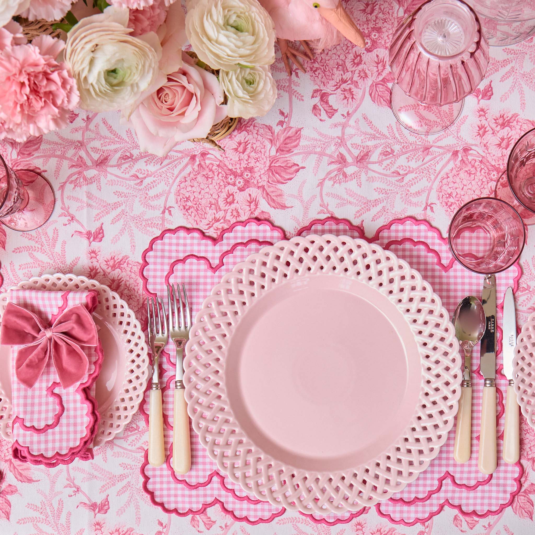 Pink Basketweave Starter Plates (Set of 4)