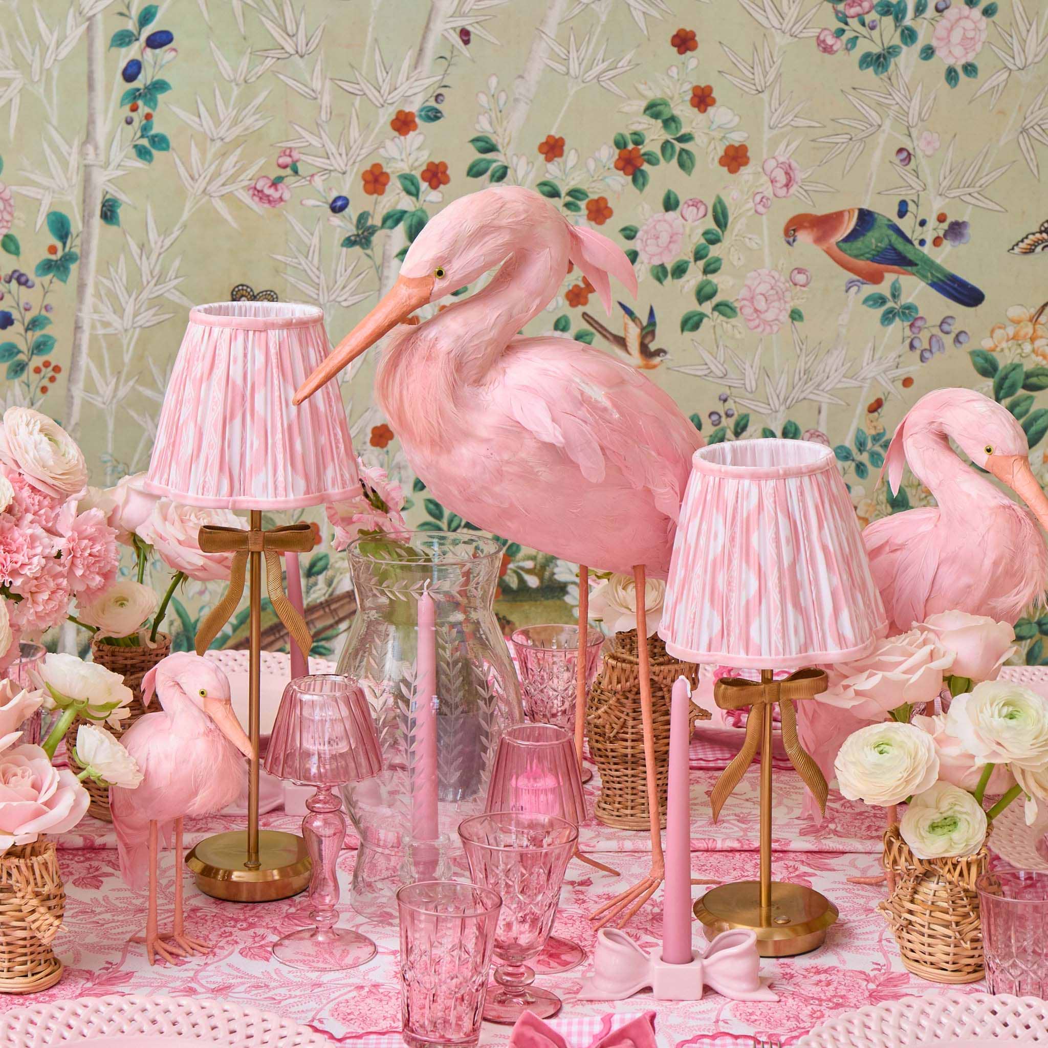 Tall Marilyn Bow Rechargeable Lamp with Pink Ikat Shade (18cm)
