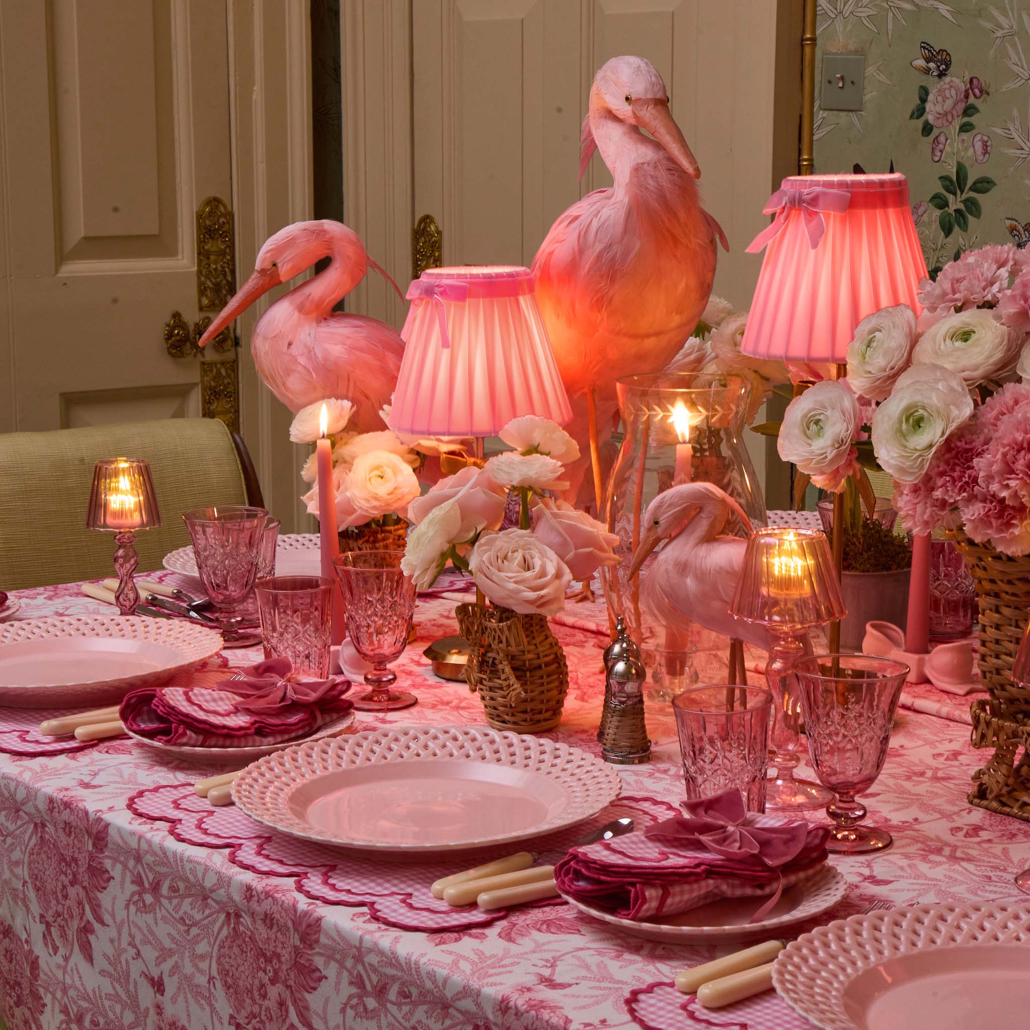 Pink Saskia Stork (Pair) - 60cm