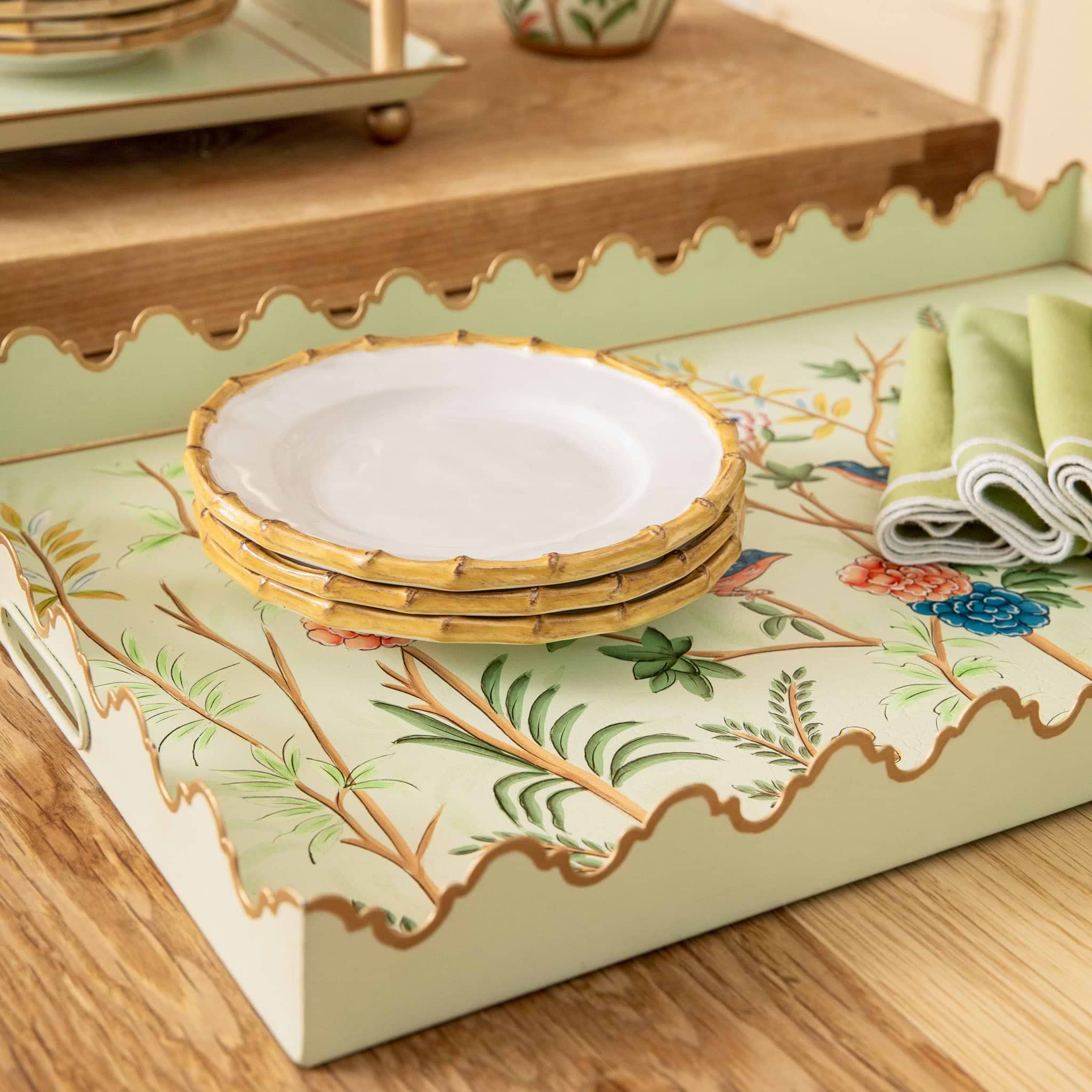 Green Chinoiserie Tole Tray