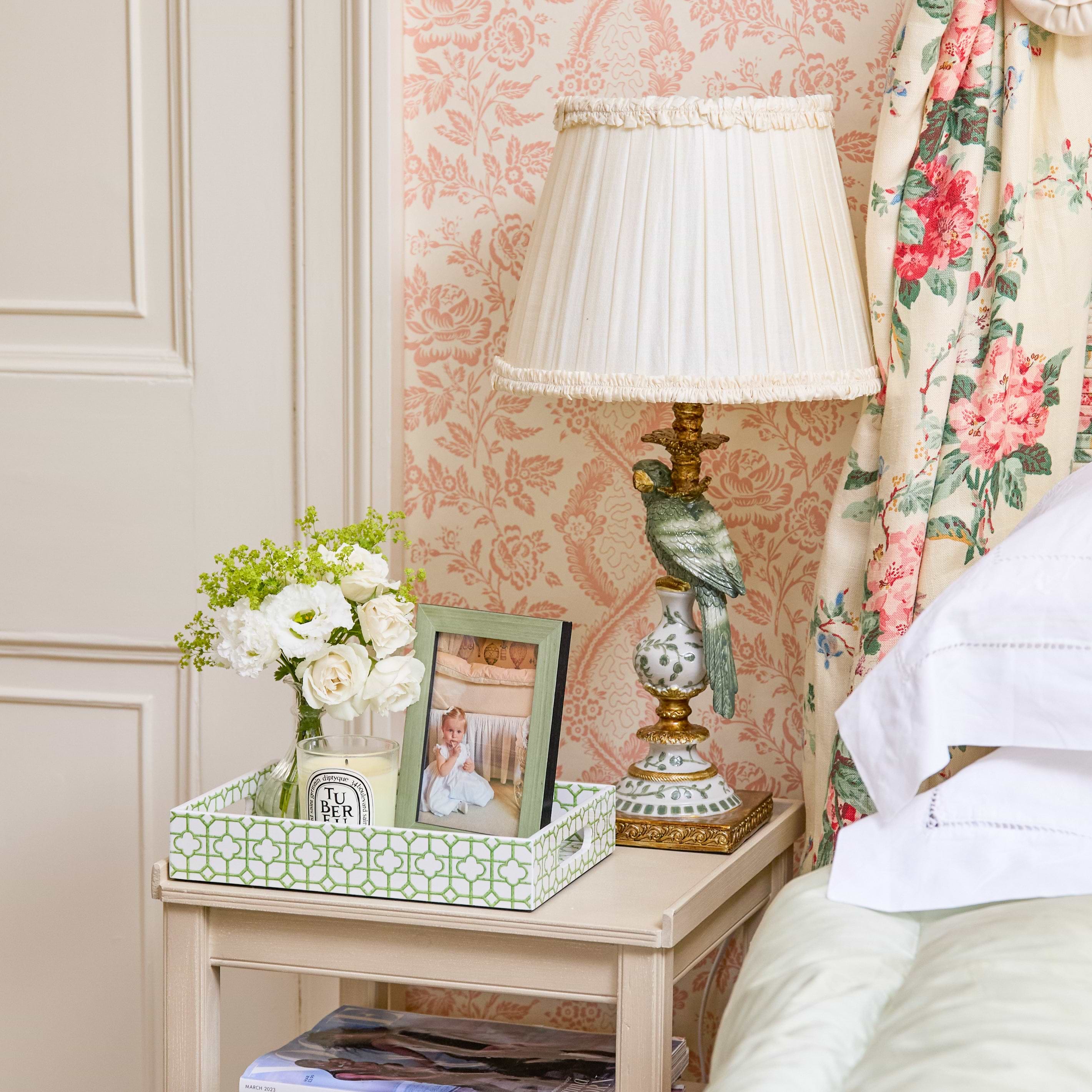 Green Bamboo Trellis Lacquer Tray