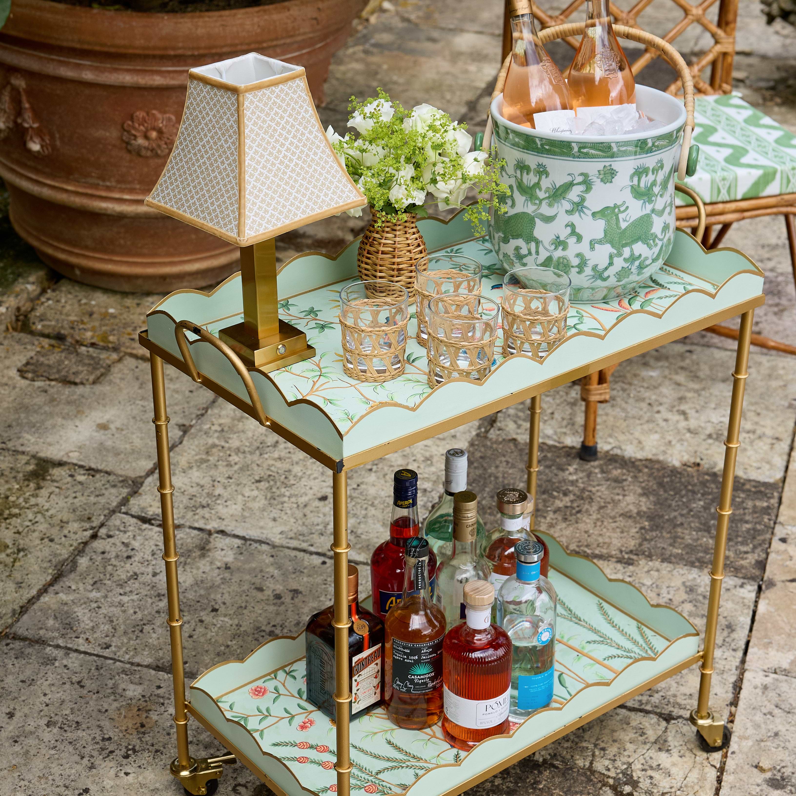 Green Chinoiserie Bar Cart
