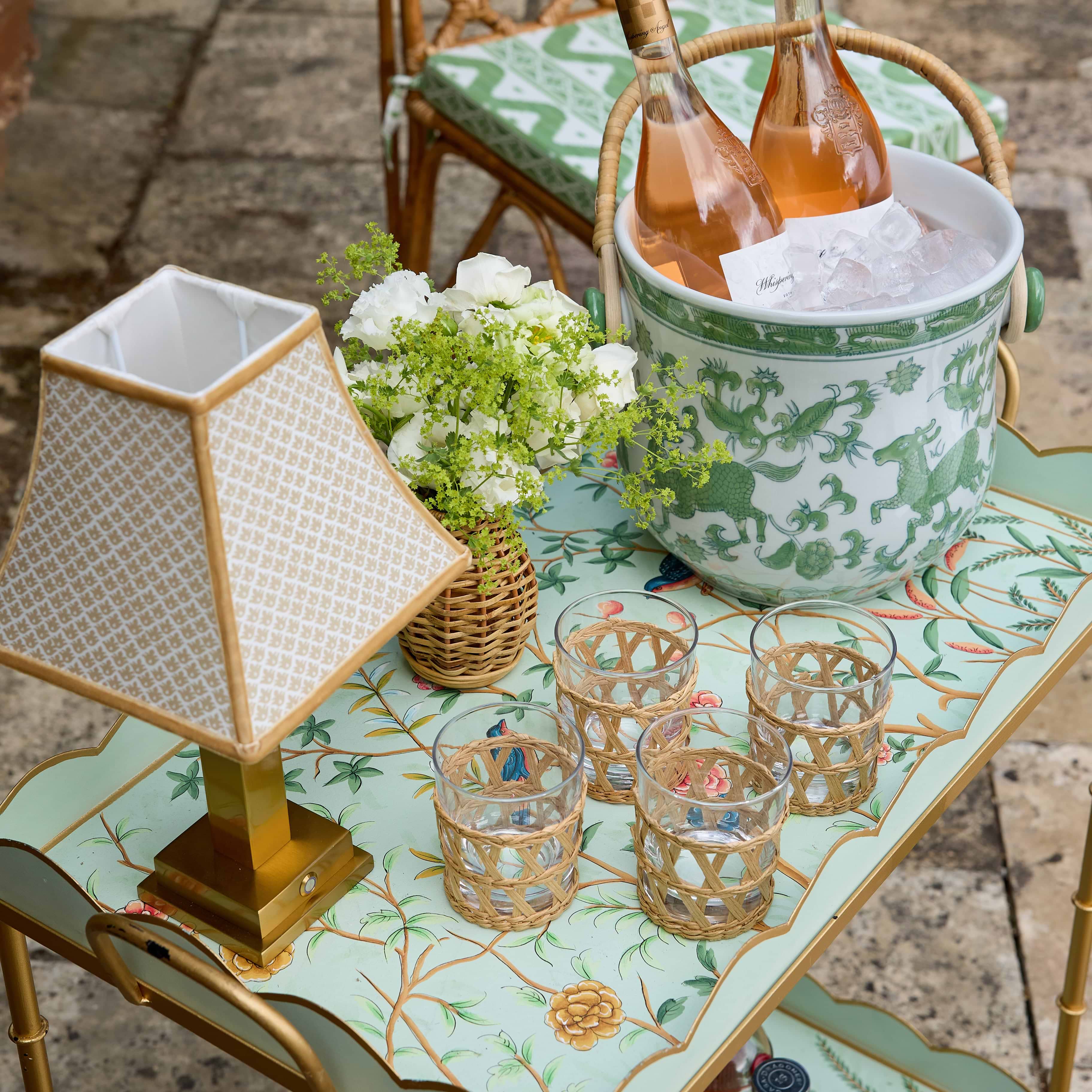Green Chinoiserie Bar Cart