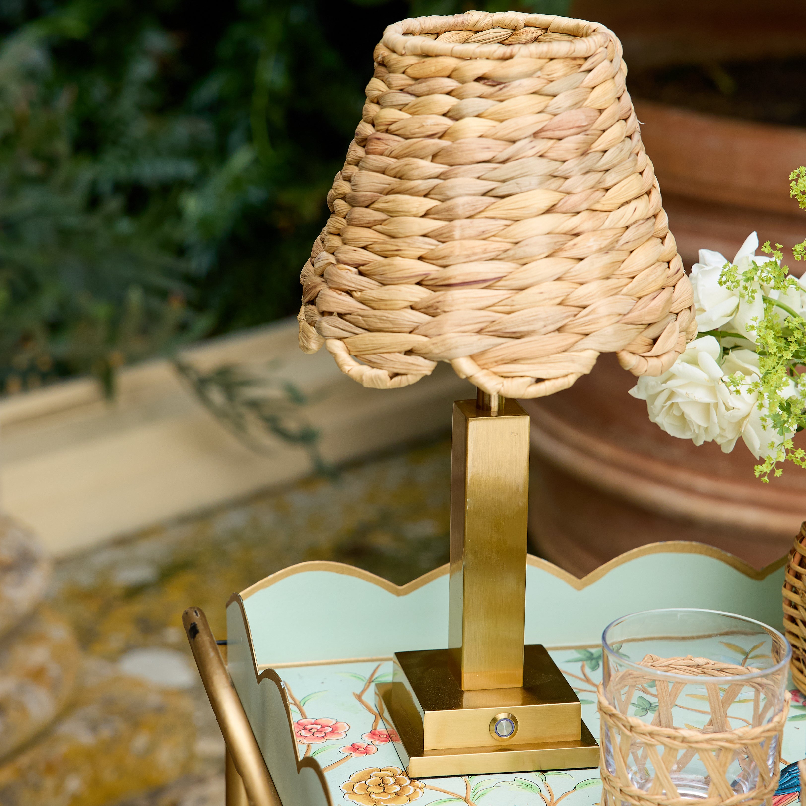 Ada Rechargeable Lamp with Natural Seagrass Shade (18cm)