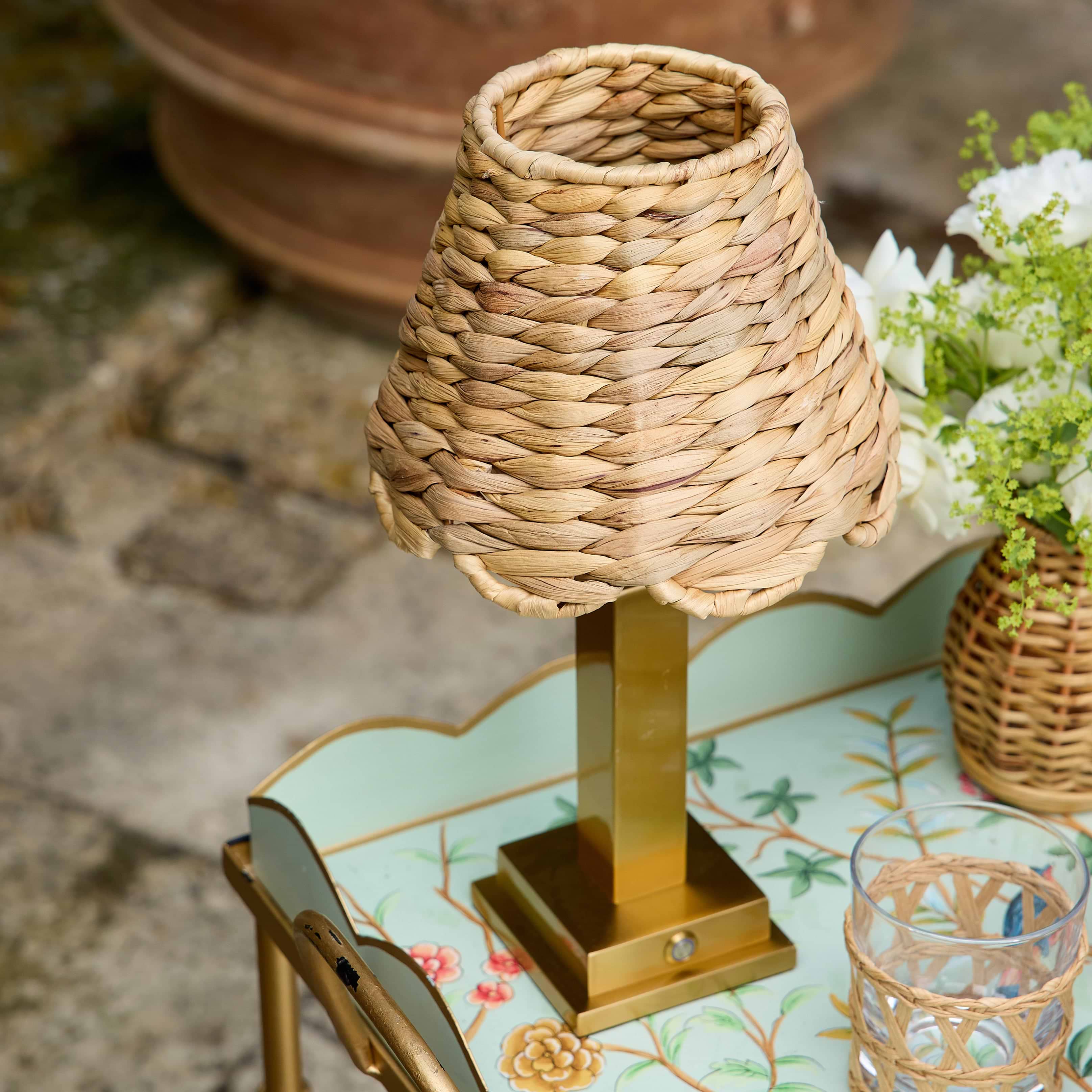 Ada Rechargeable Lamp with Natural Seagrass Shade (18cm)