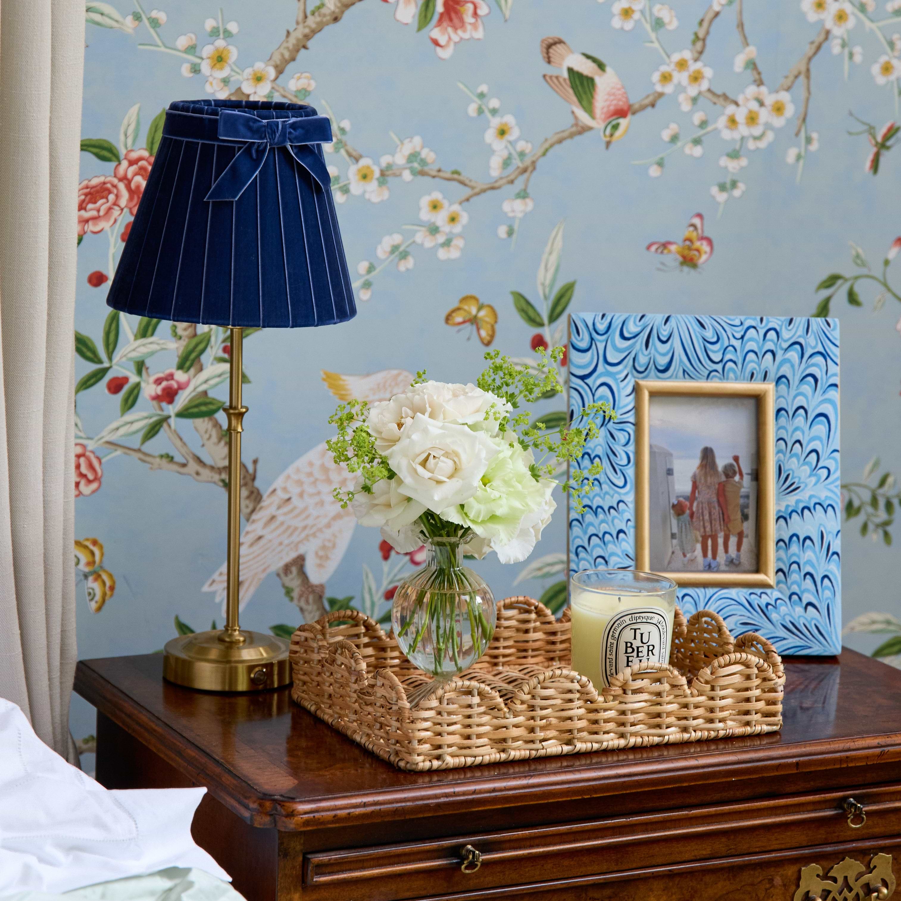 Dark Blue Velvet Bow Lampshade (18cm)