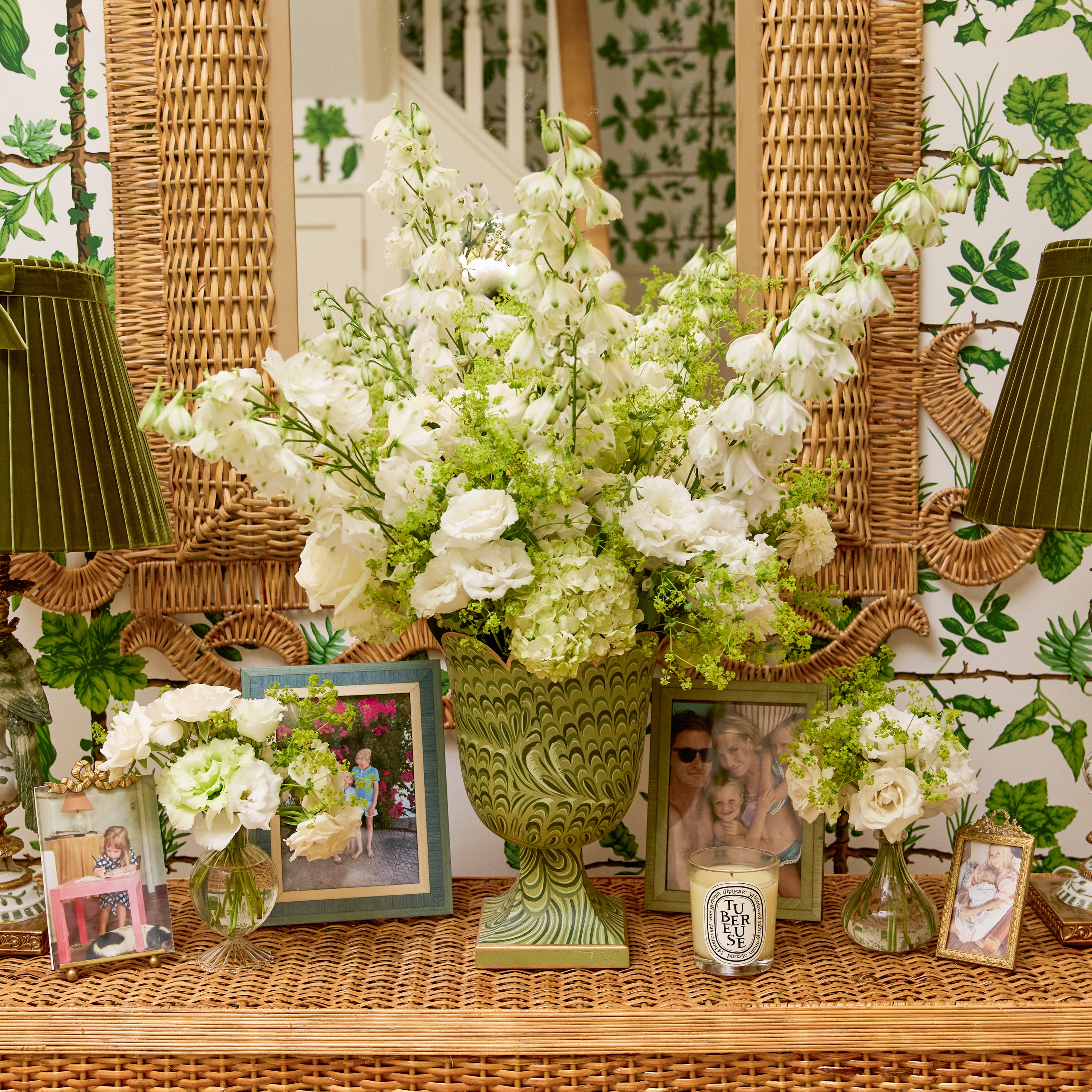 Olive Green Small Marble Urn Vase