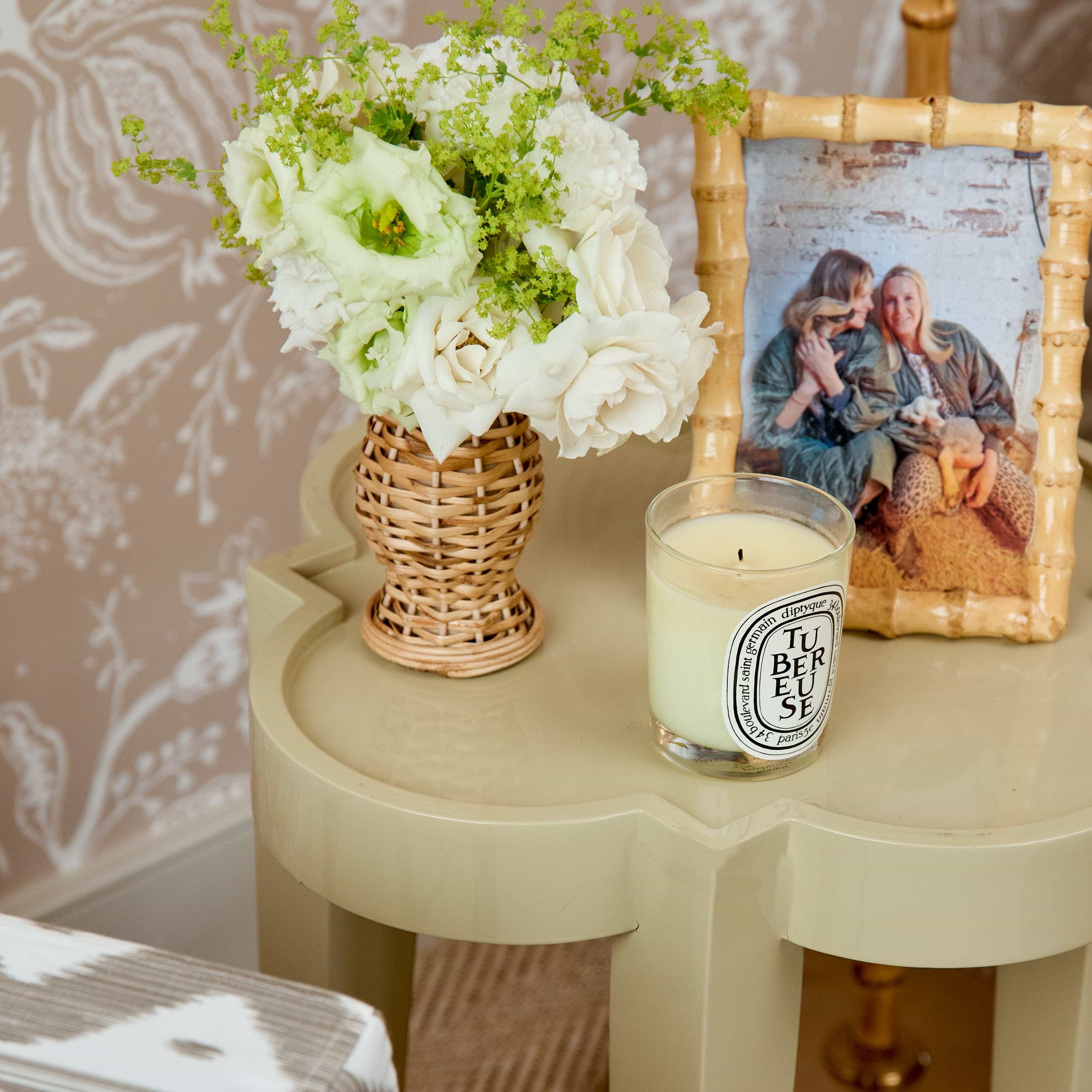 Putty Lacquer Quatrefoil Side Table
