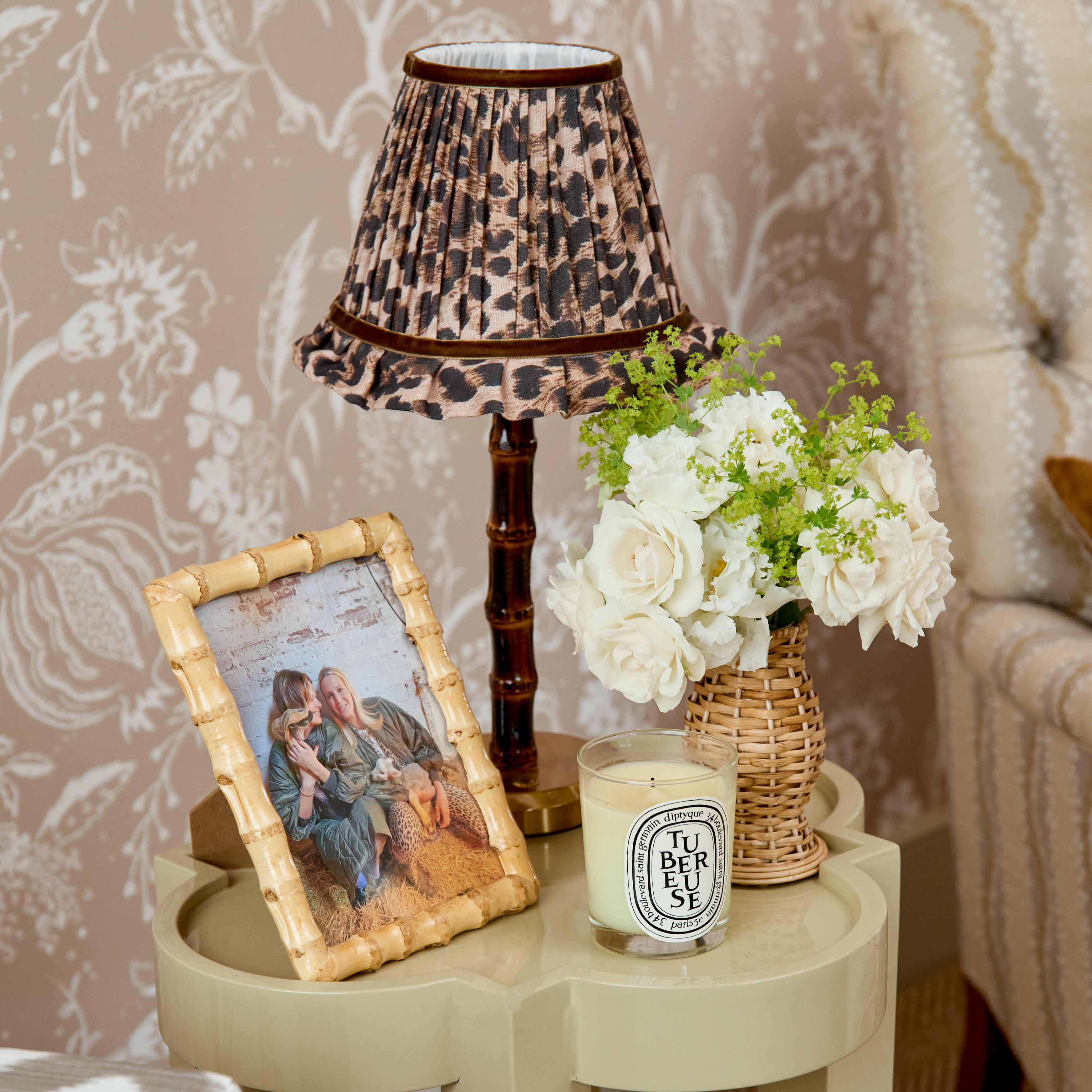 Putty Lacquer Quatrefoil Side Table