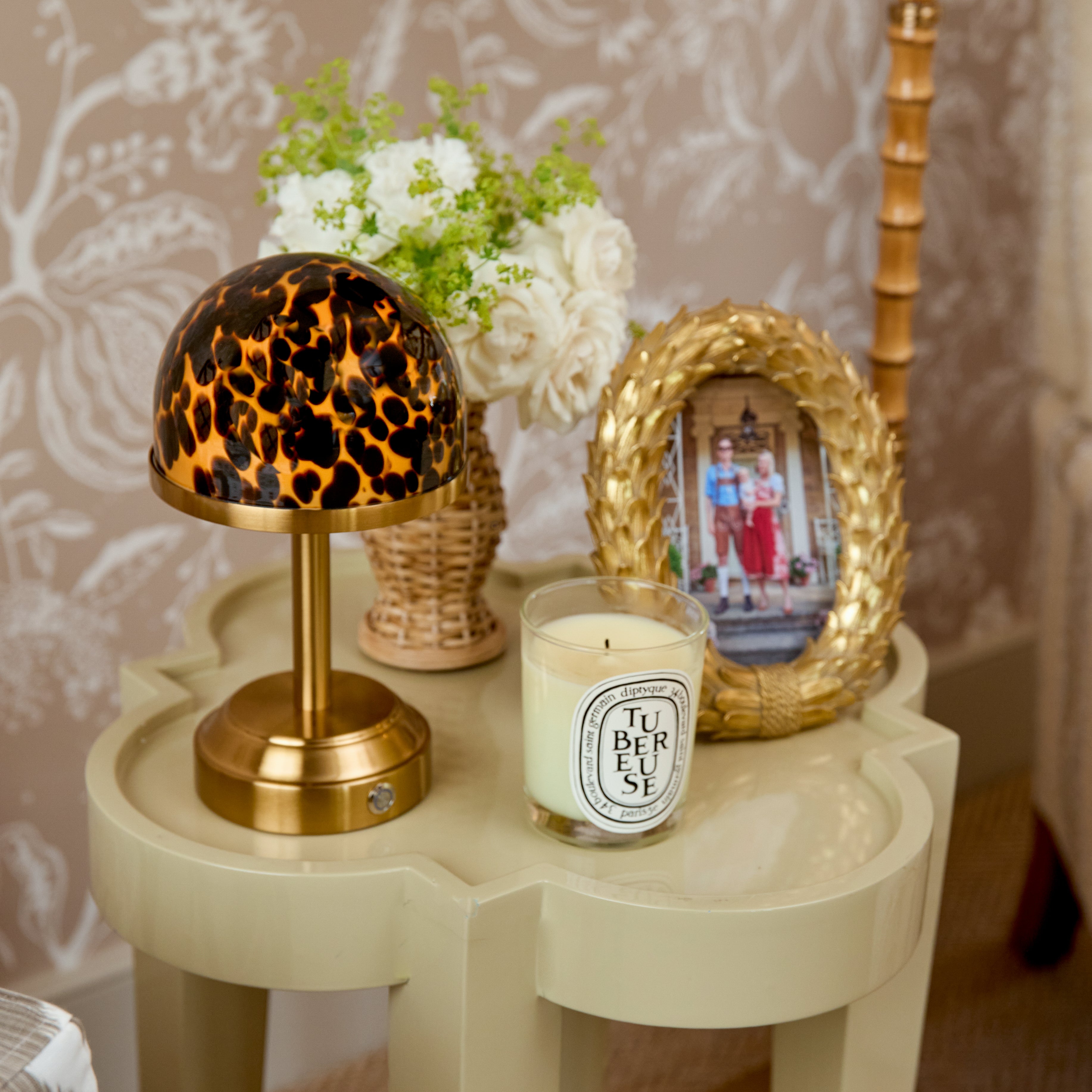 Putty Lacquer Quatrefoil Side Table