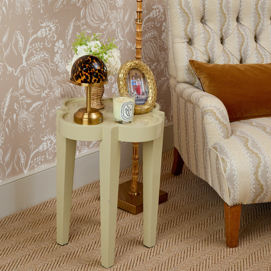 Putty Lacquer Quatrefoil Side Table