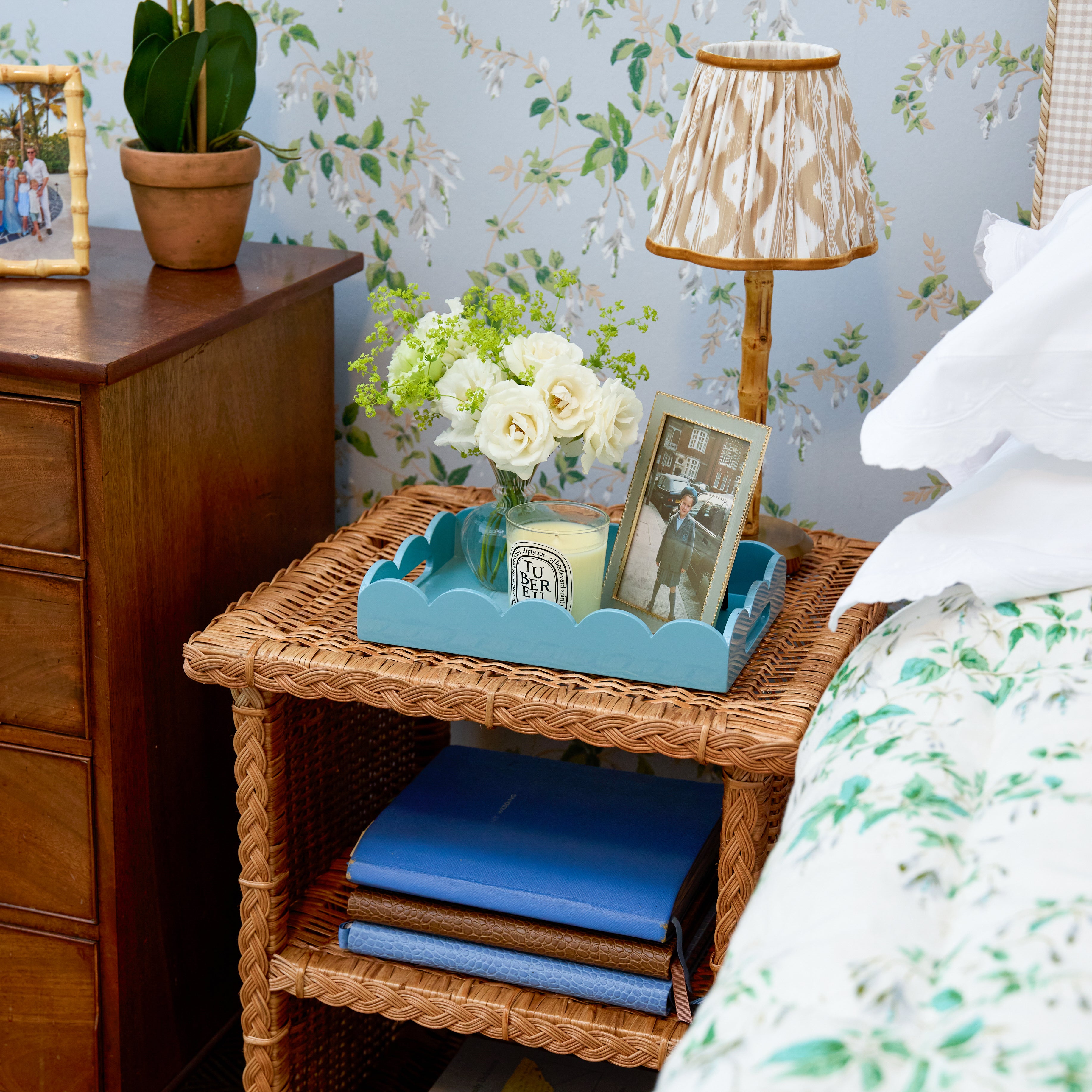 Braided Rattan Bedside Table