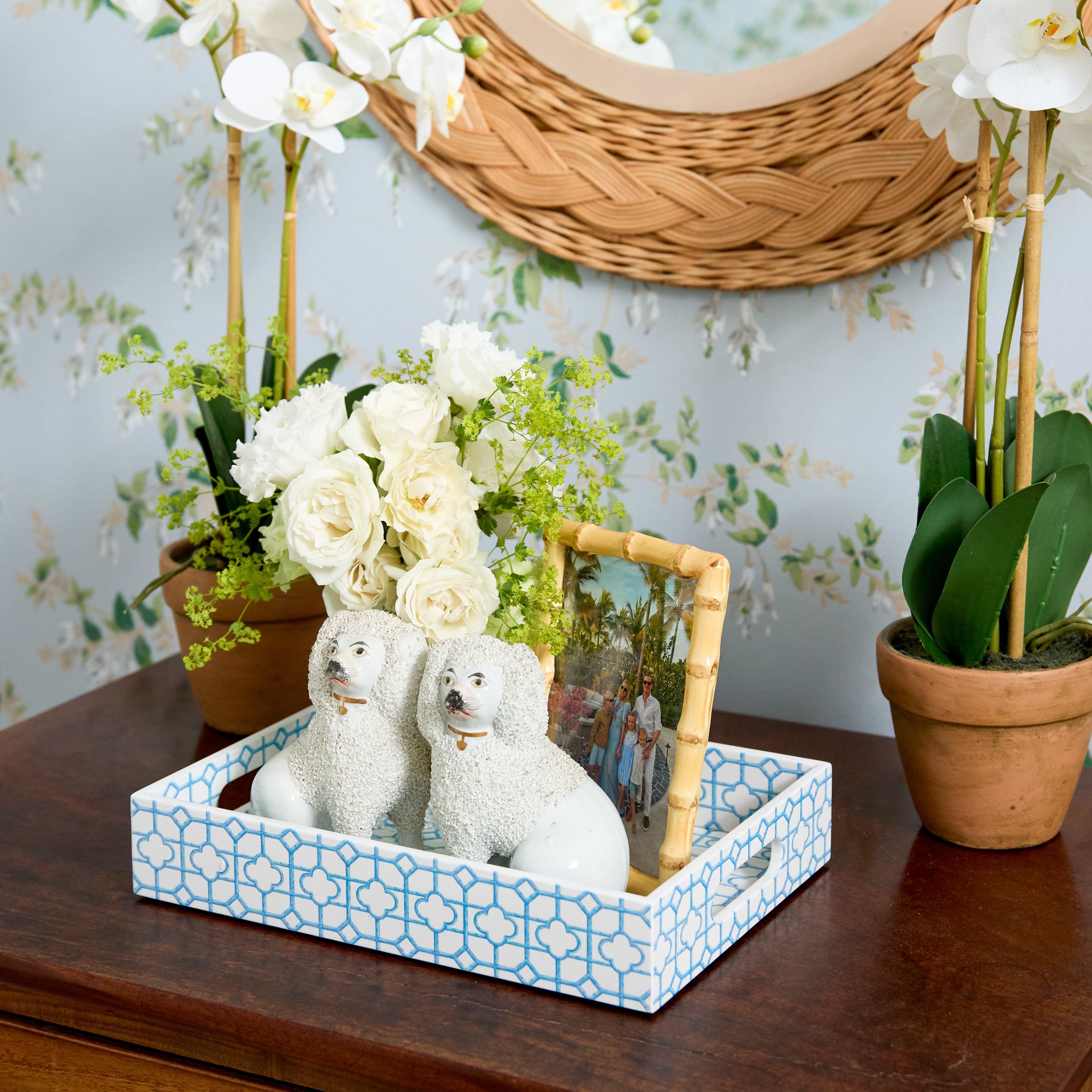 Blue Bamboo Trellis Lacquer Tray