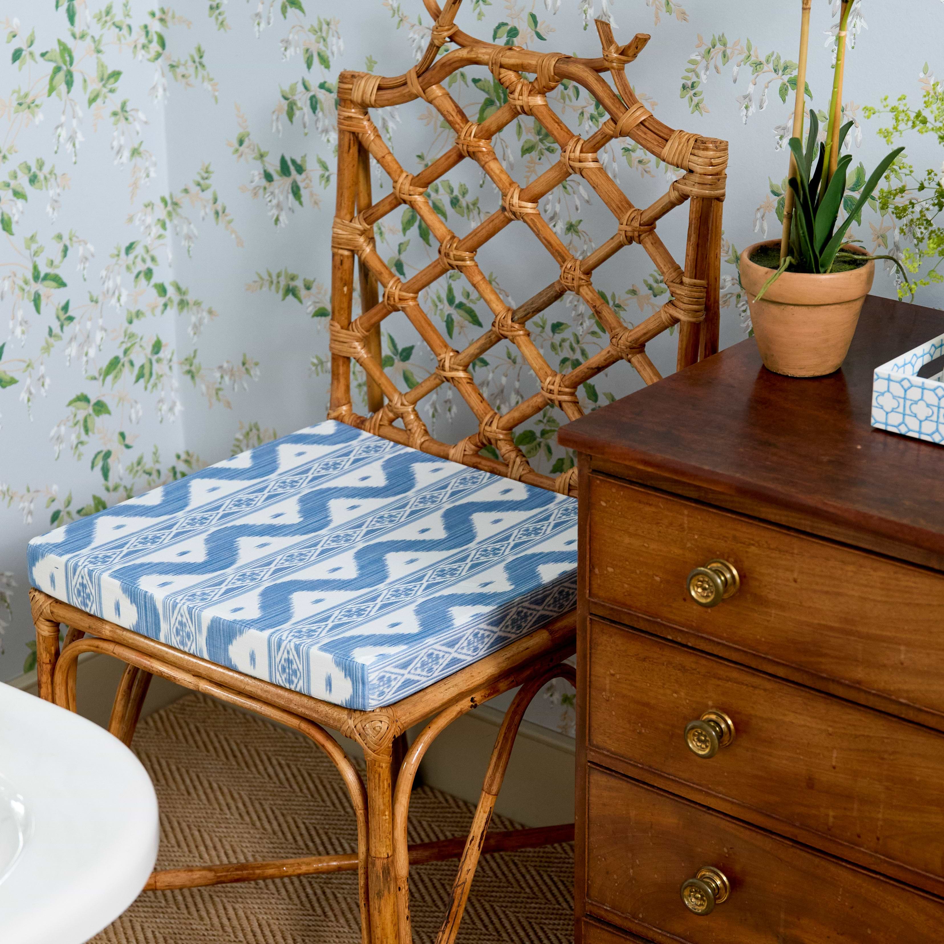 Blue Ikat Seat Pad Cushion