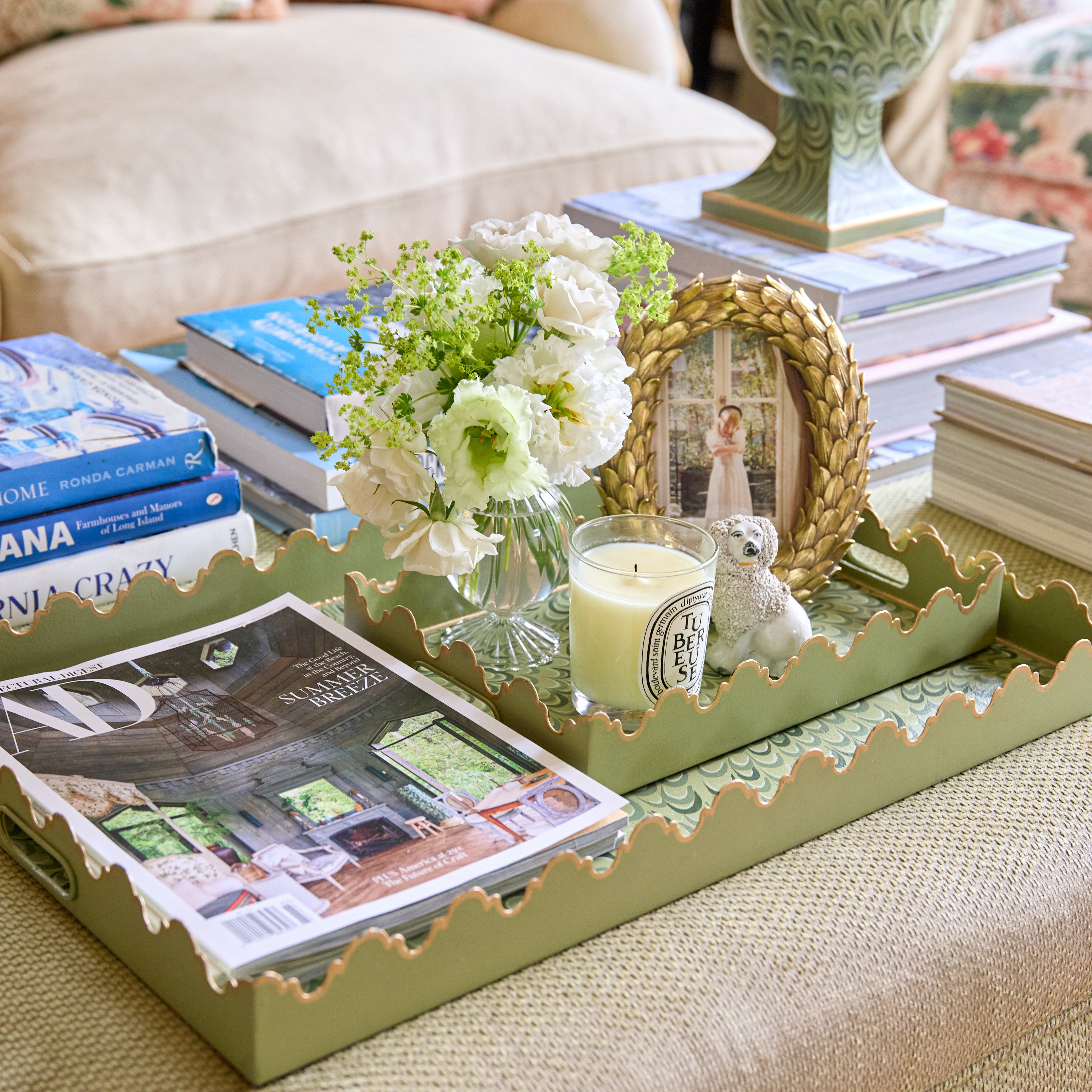 Olive Green Small Marble Tray