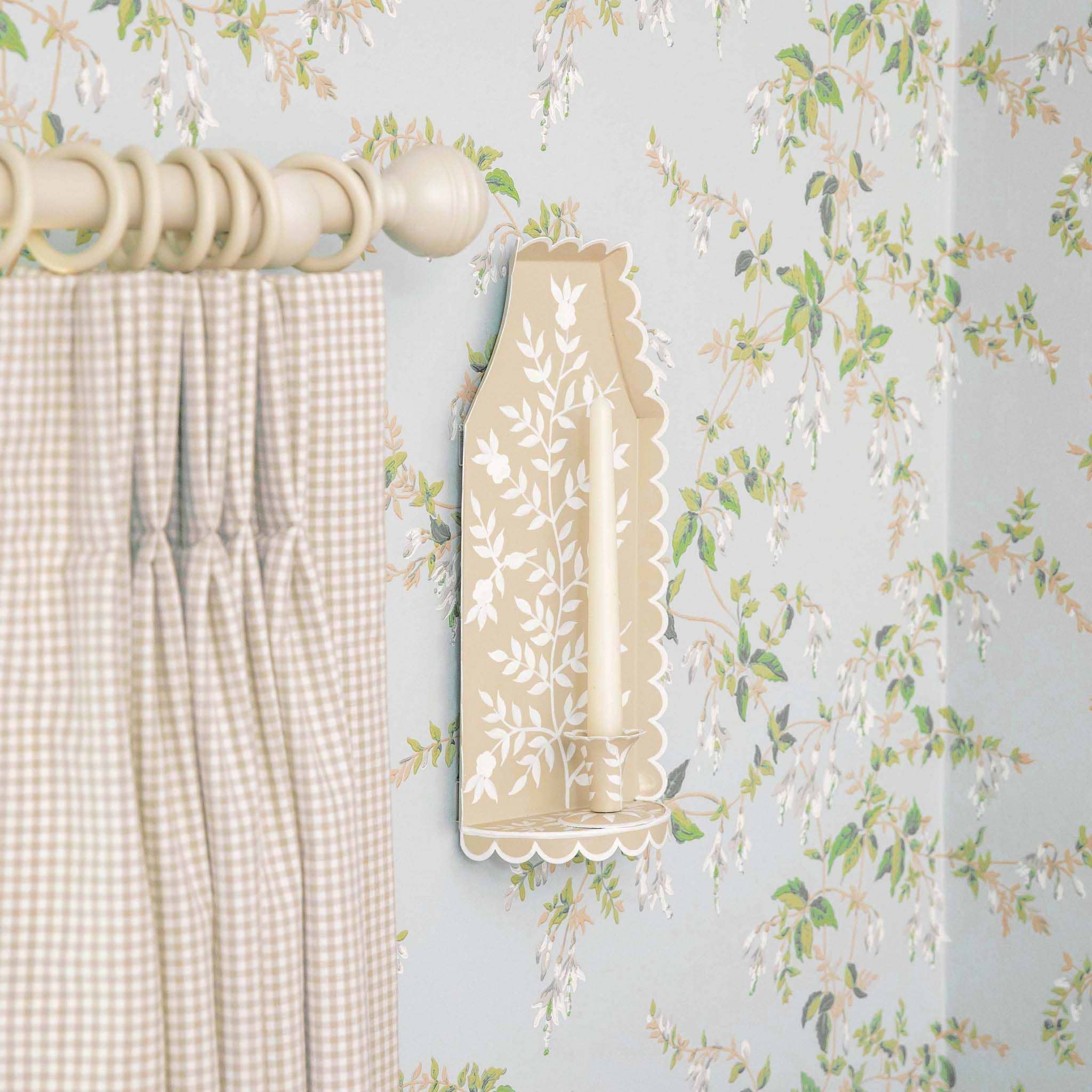 Putty Chinoiserie Tole Candle Sconce