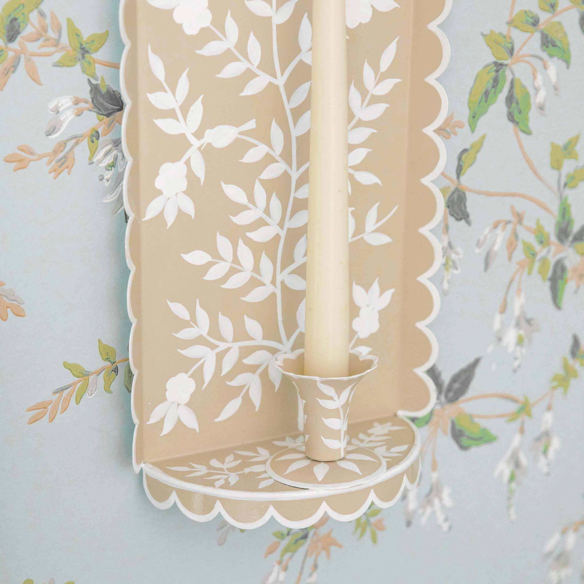 Putty Chinoiserie Tole Candle Sconce