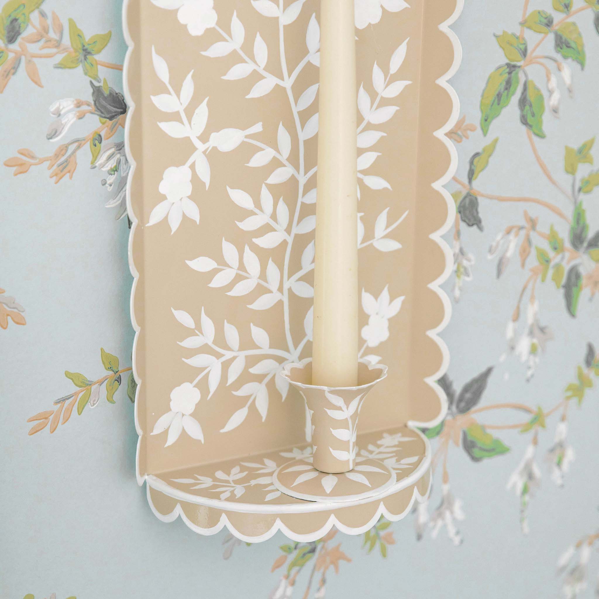 Putty Chinoiserie Tole Candle Sconce