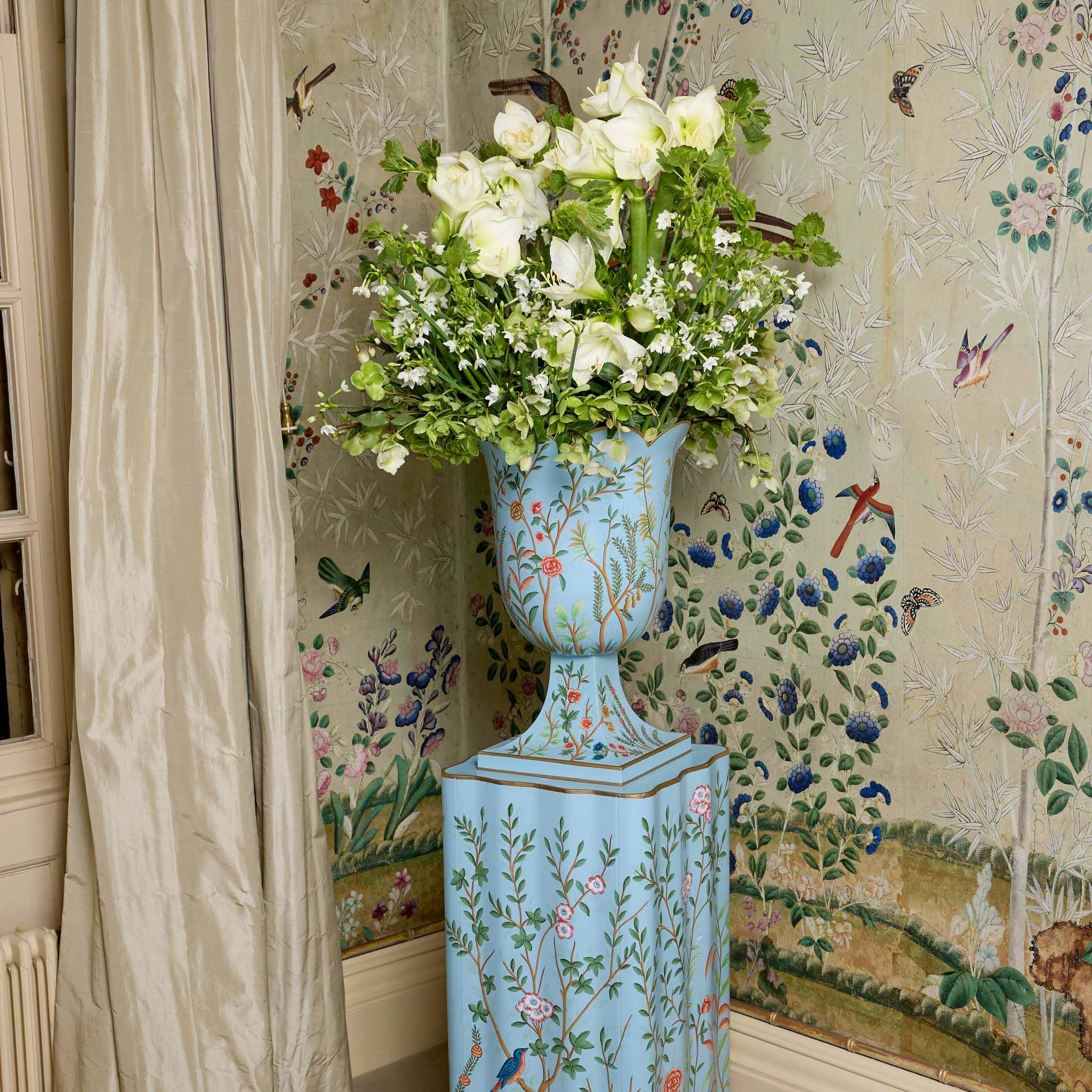 Blue Chinoiserie Tole Urn