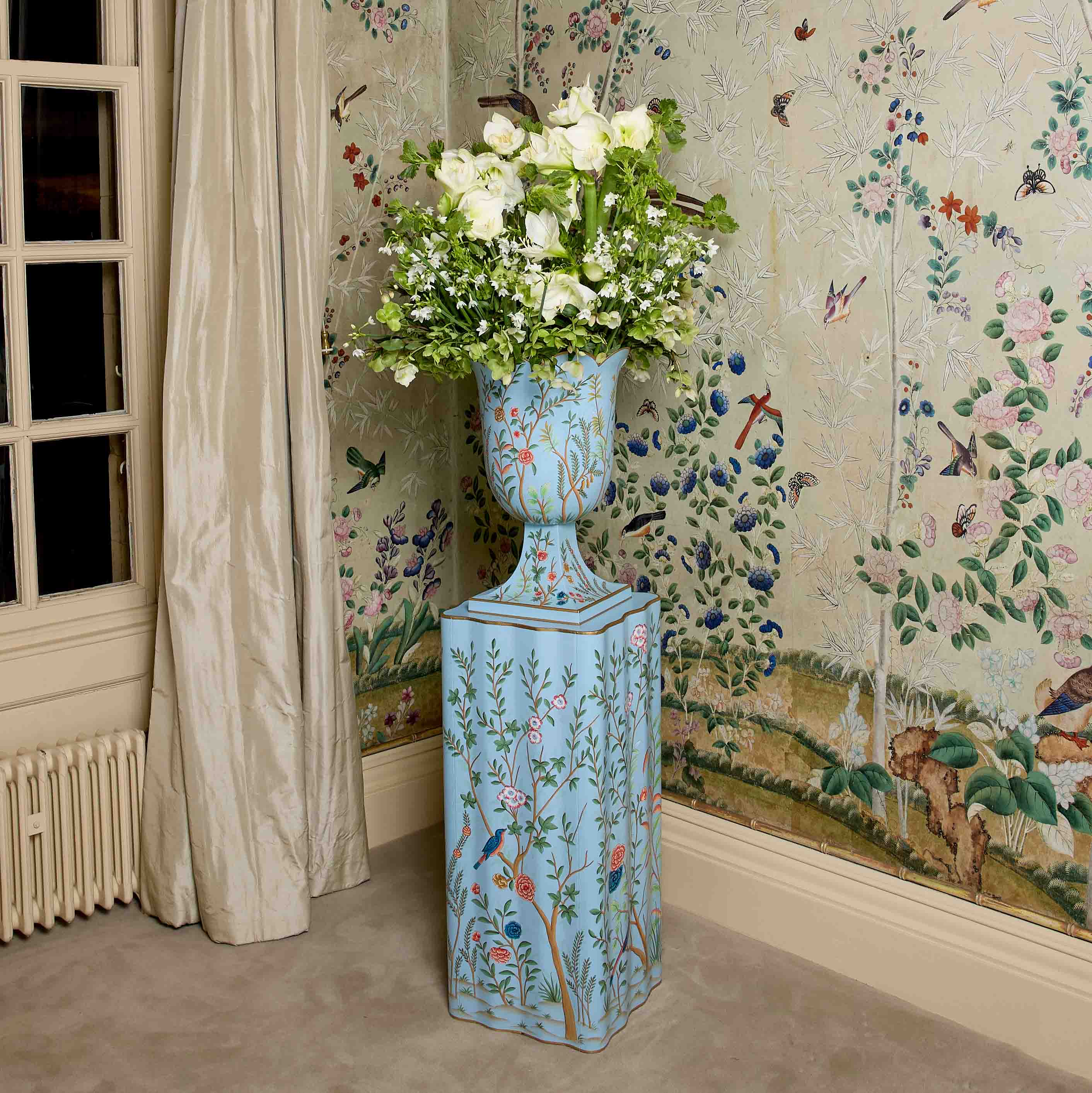 Blue Chinoiserie Tole Urn