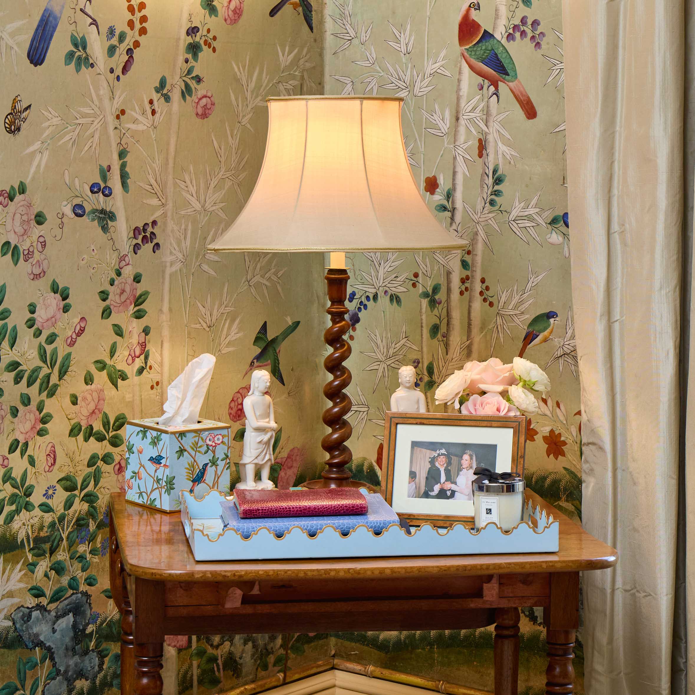 Blue Chinoiserie Tole Tissue Box