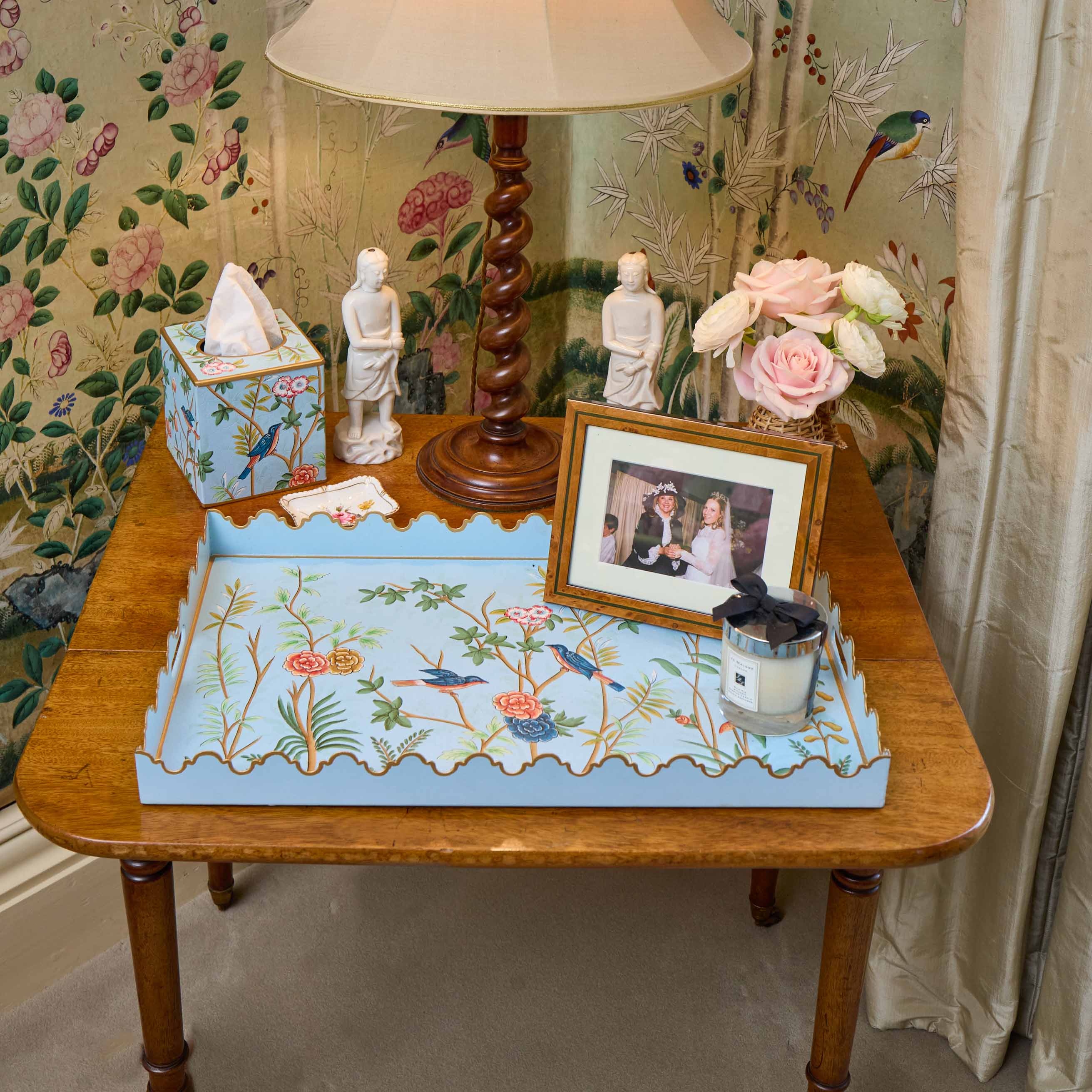 Blue Chinoiserie Tole Tissue Box