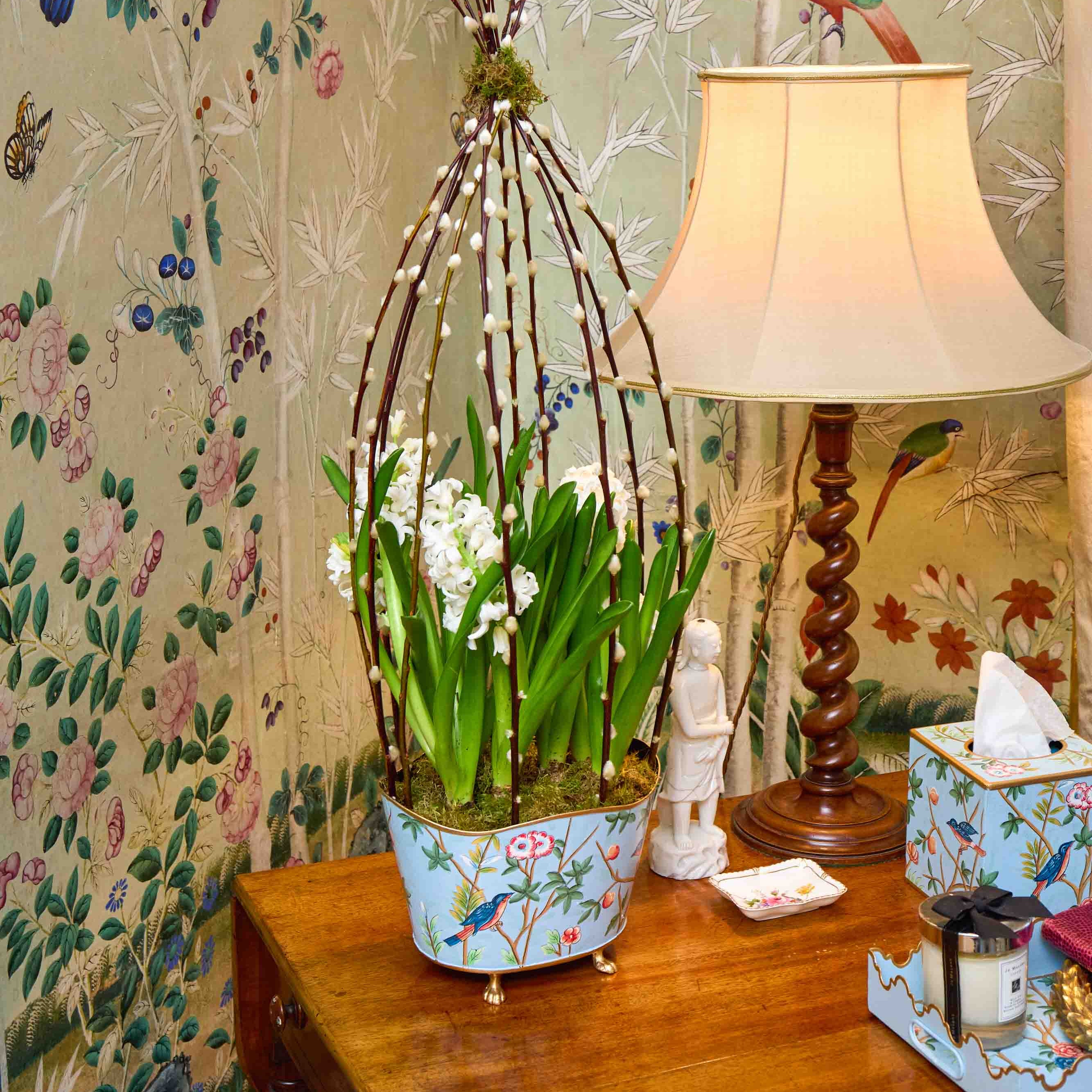 Blue Chinoiserie Tole Planter