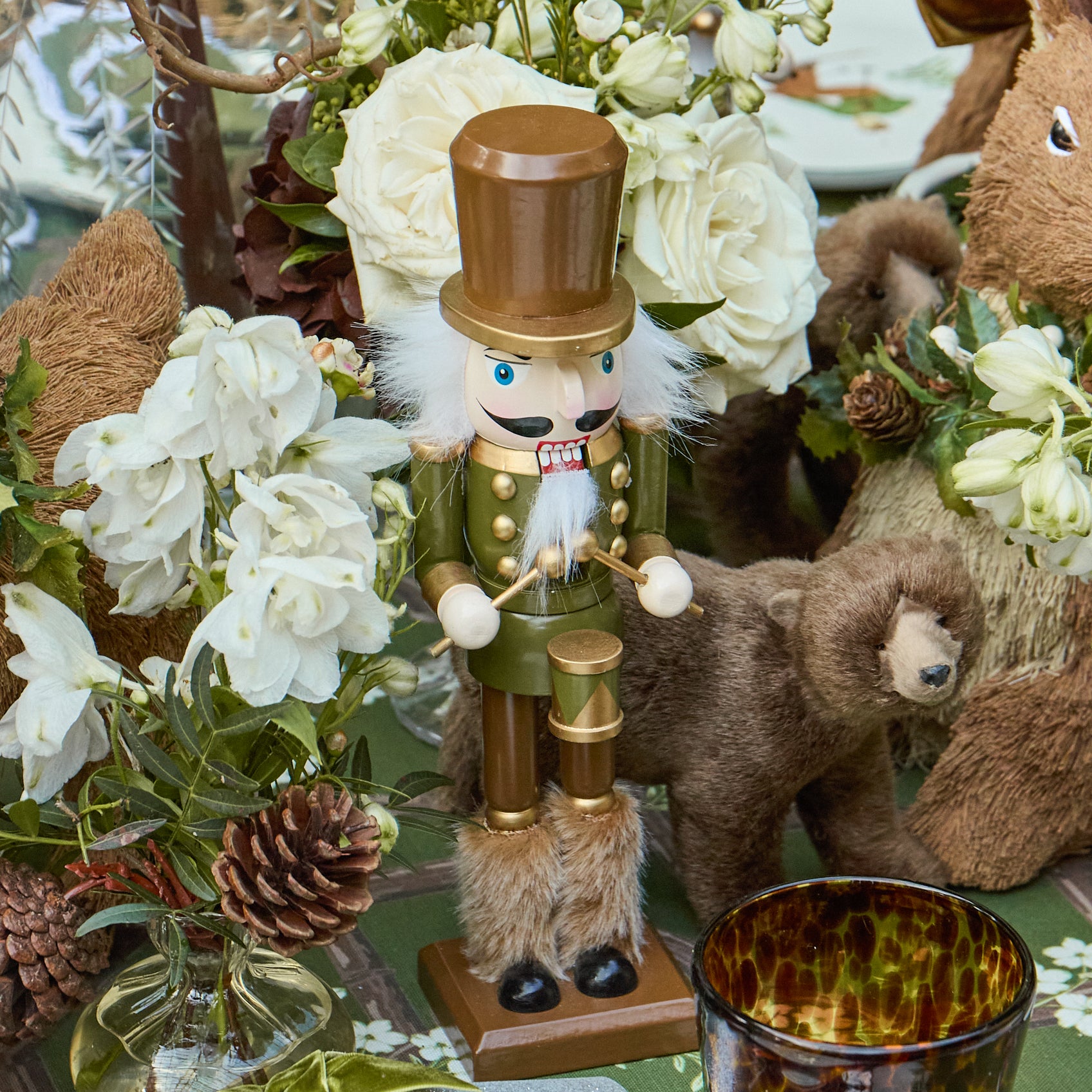 Chocolate & Olive Fur Booted Nutcracker (Pair)