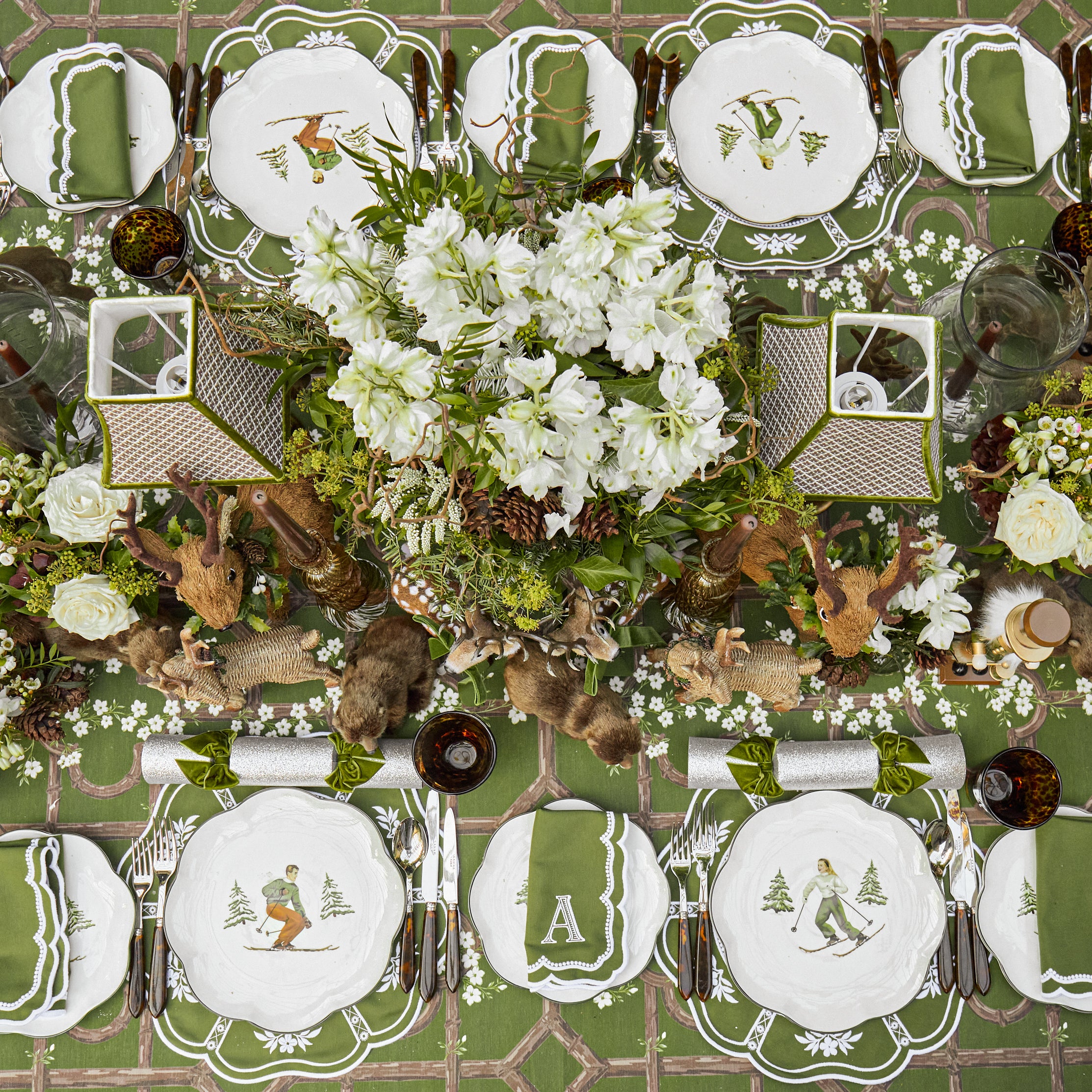 Green & White Claudia Napkins (Set of 4)