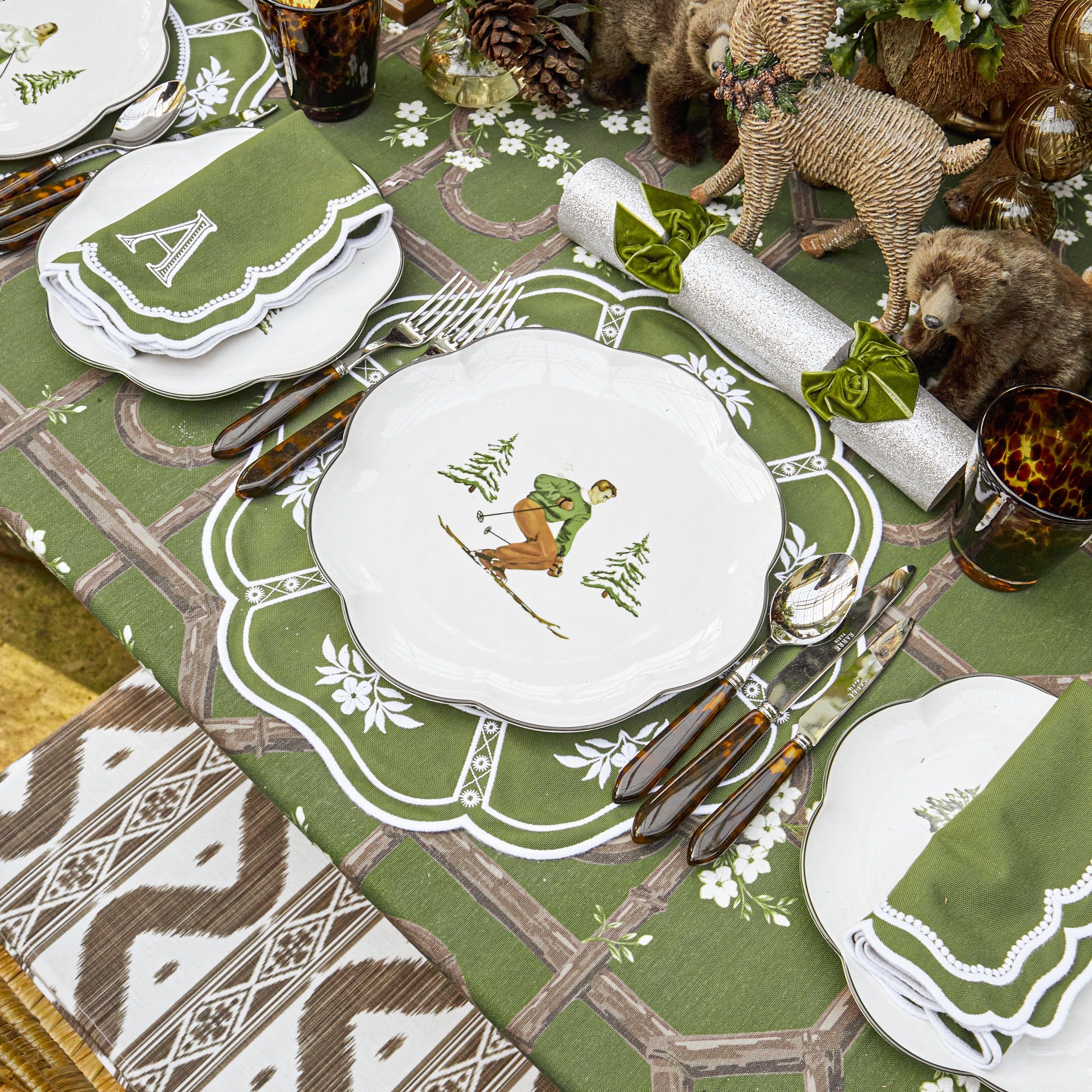 Green & White Claudia Placemats (Set of 4)