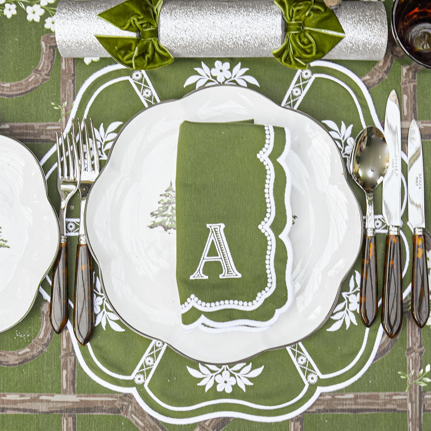Green & White Claudia Napkins (Set of 4)