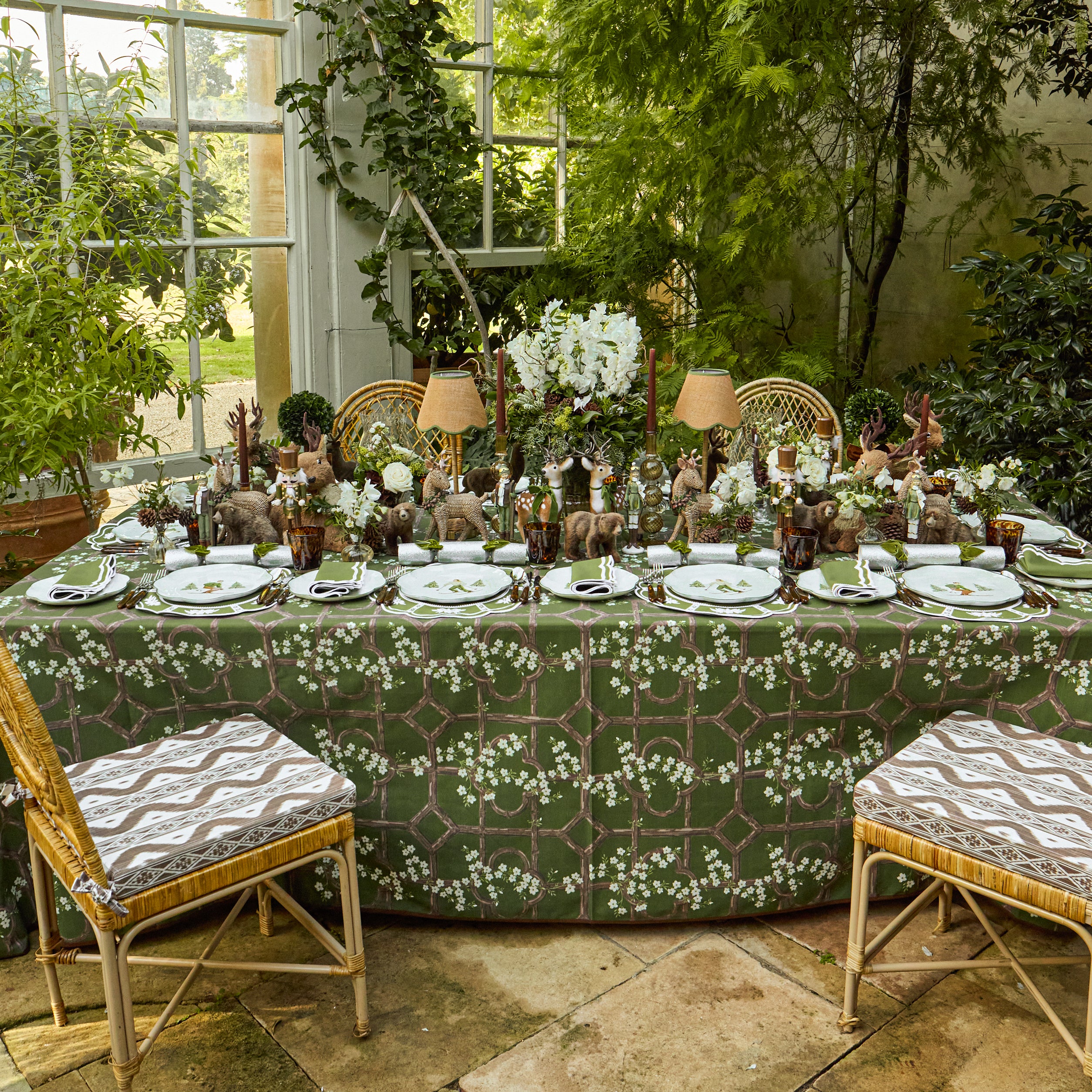 Green Jasmine Trellis Tablecloth