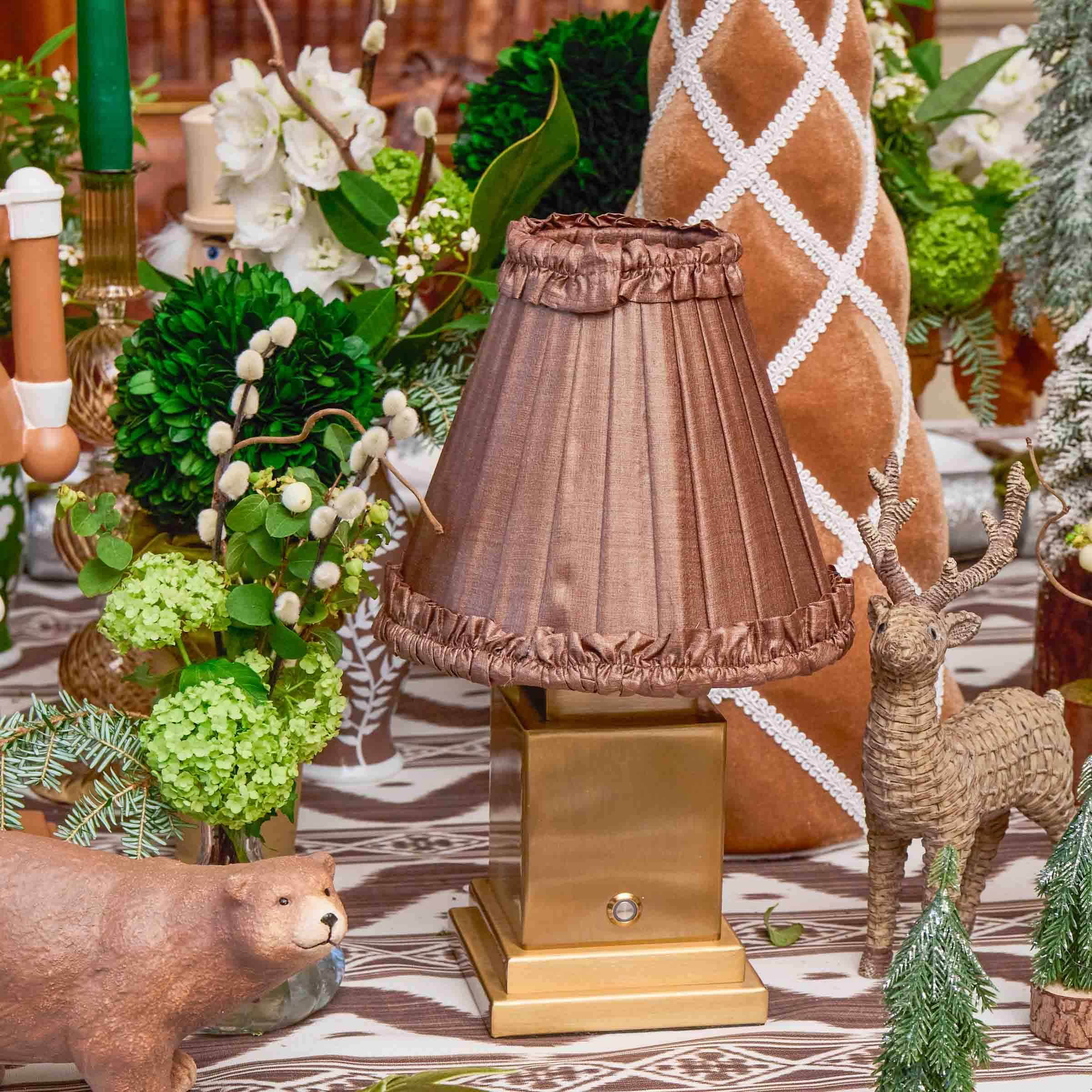 Brown Frilled Silk Lampshade (18cm)