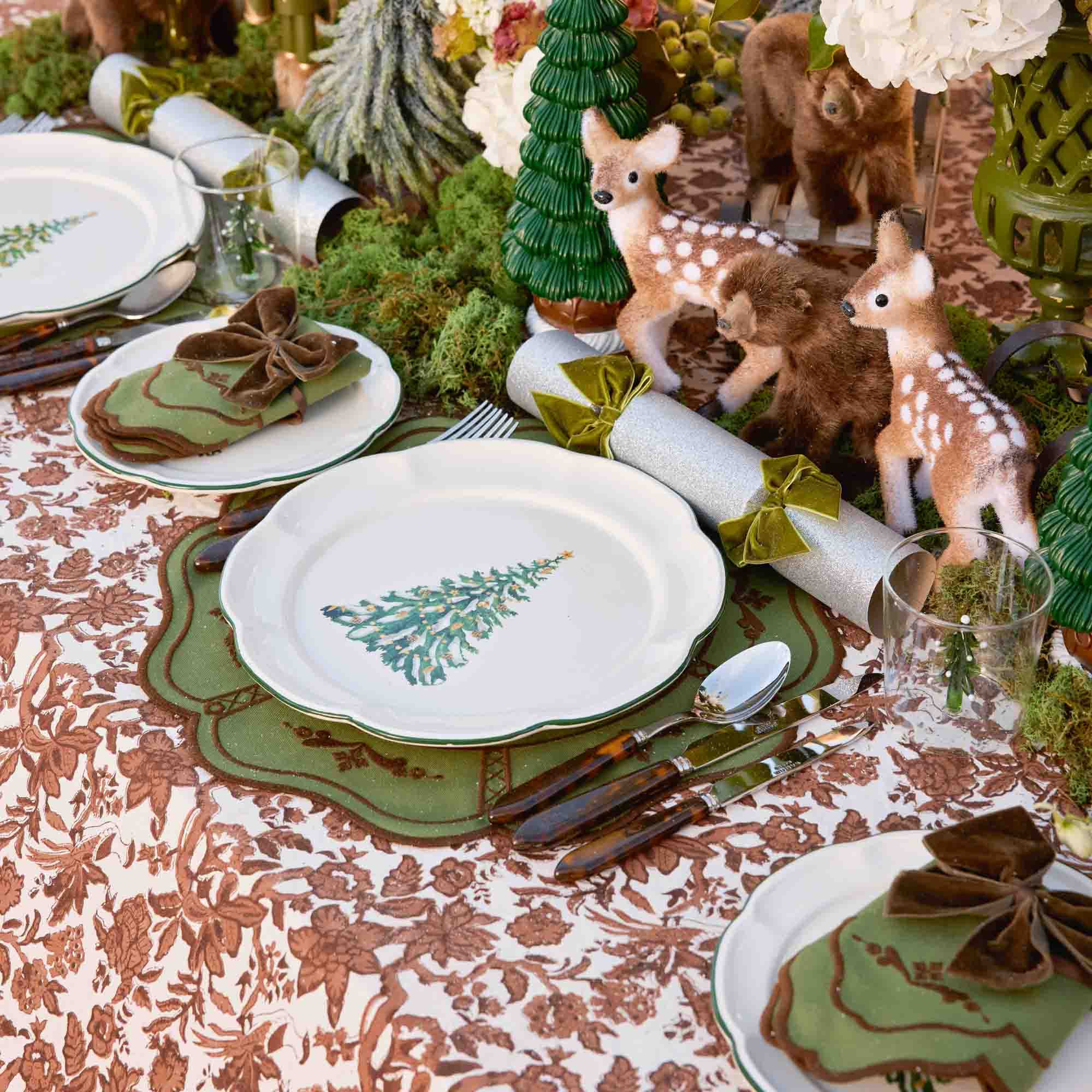Green & Chocolate Doris Placemats & Napkins (Set of 4)