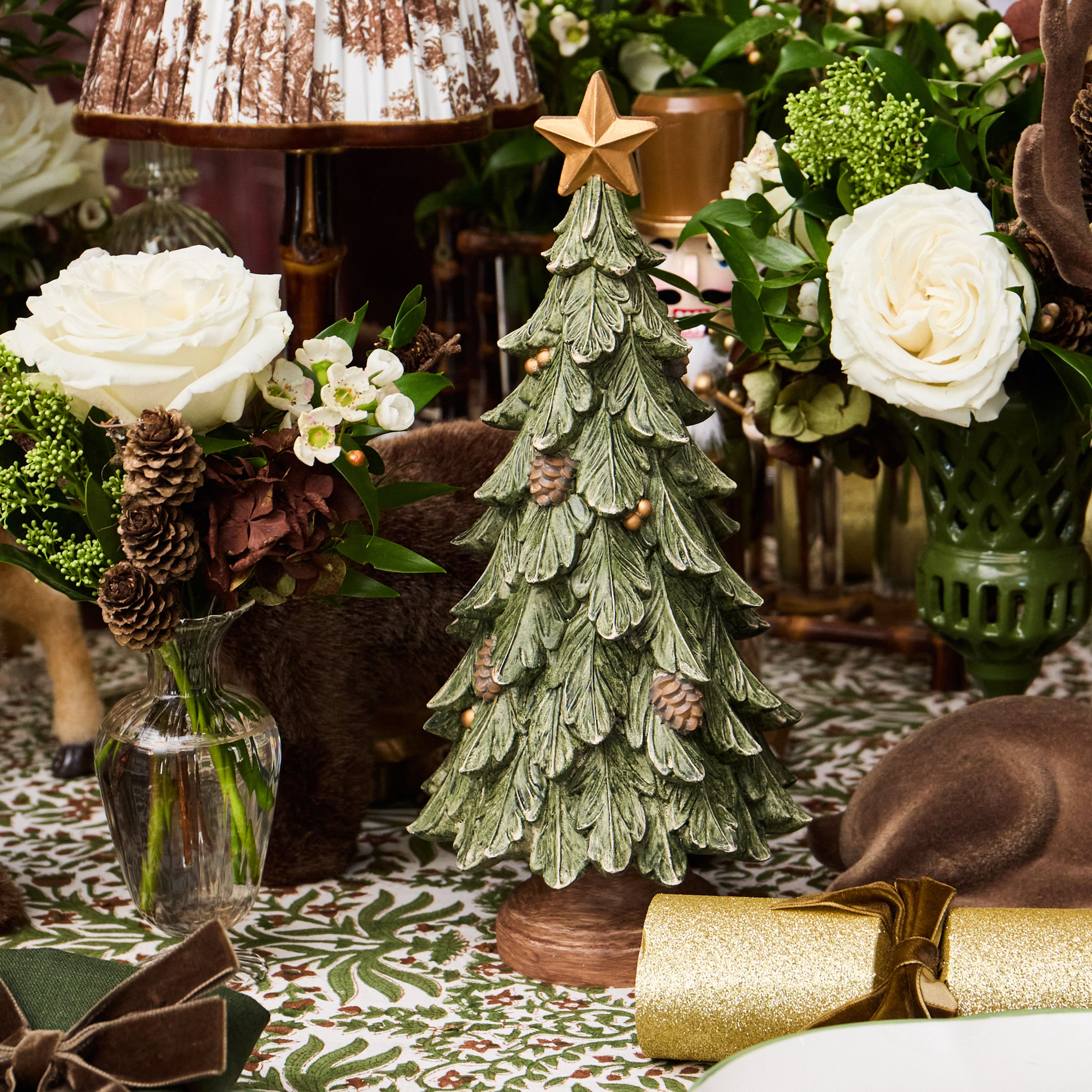Christmas Tree with Gold Star (Pair) - 29cm