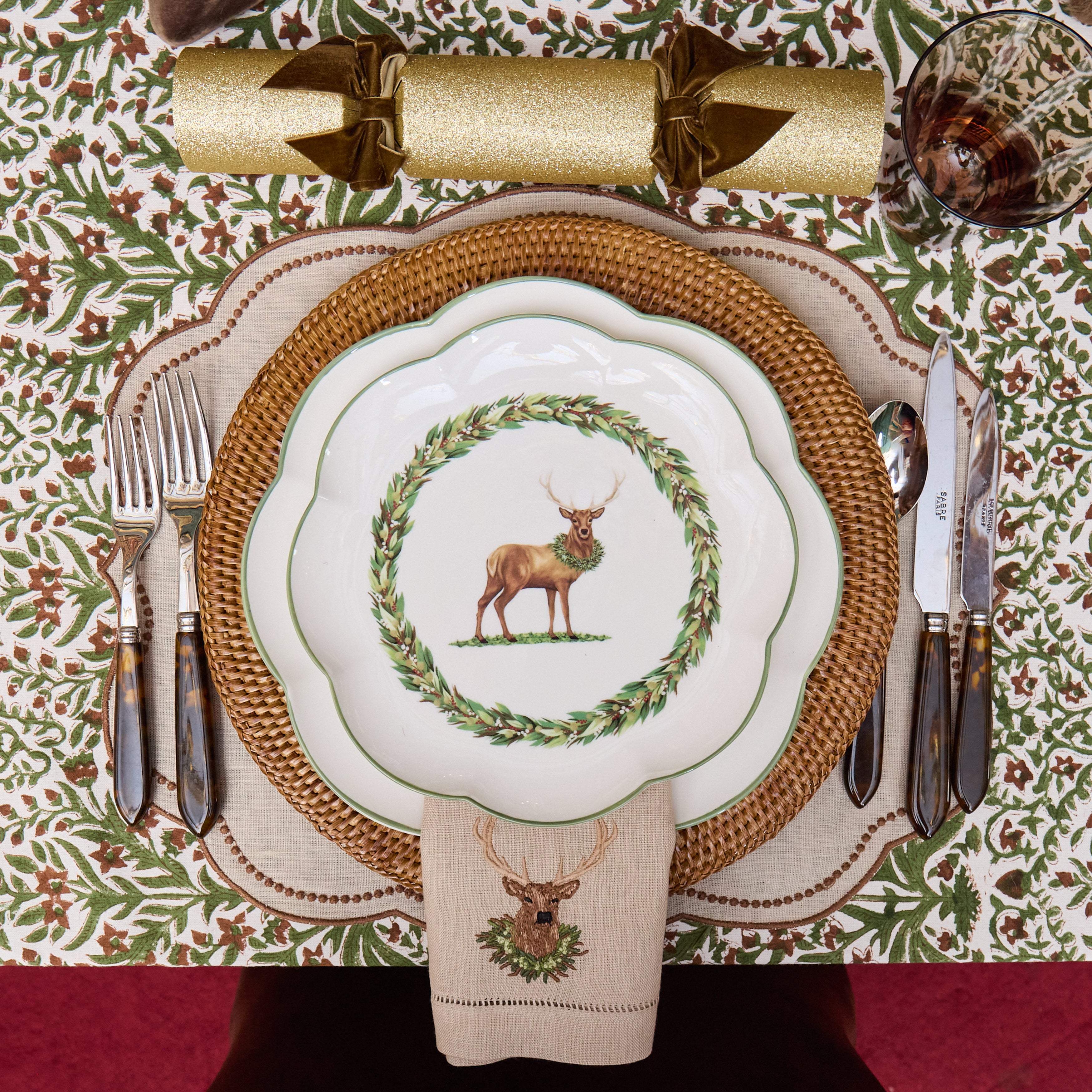 Taupe & Chocolate Eloise Placemats & Stag Napkins (Set of 8)