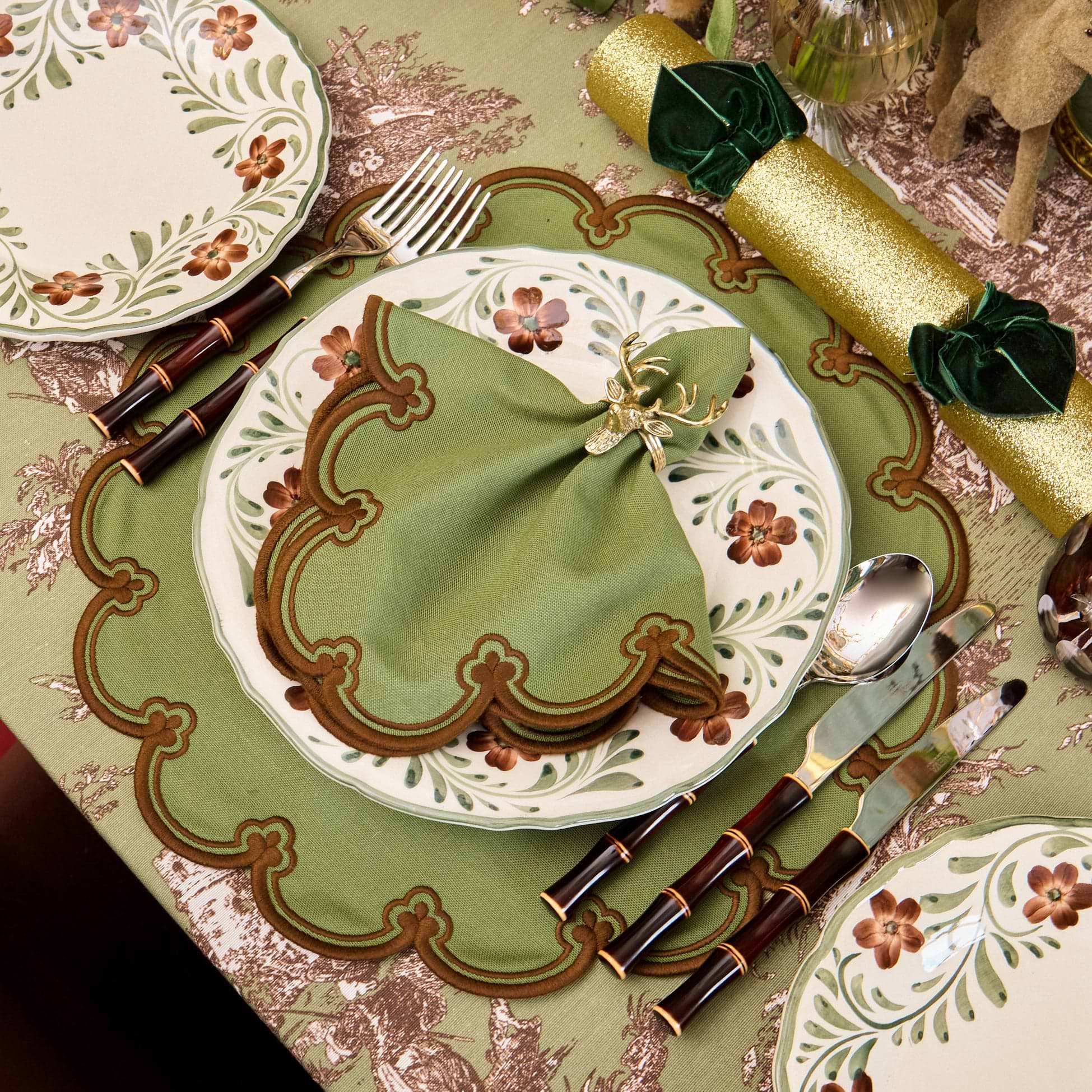 Green & Chocolate Delilah Placemats (Set of 4)