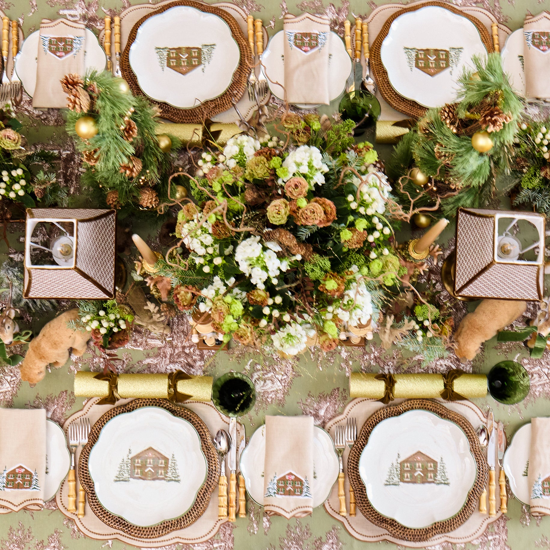Taupe & Chocolate Eloise Placemats & Chalet Napkins (Set of 8)