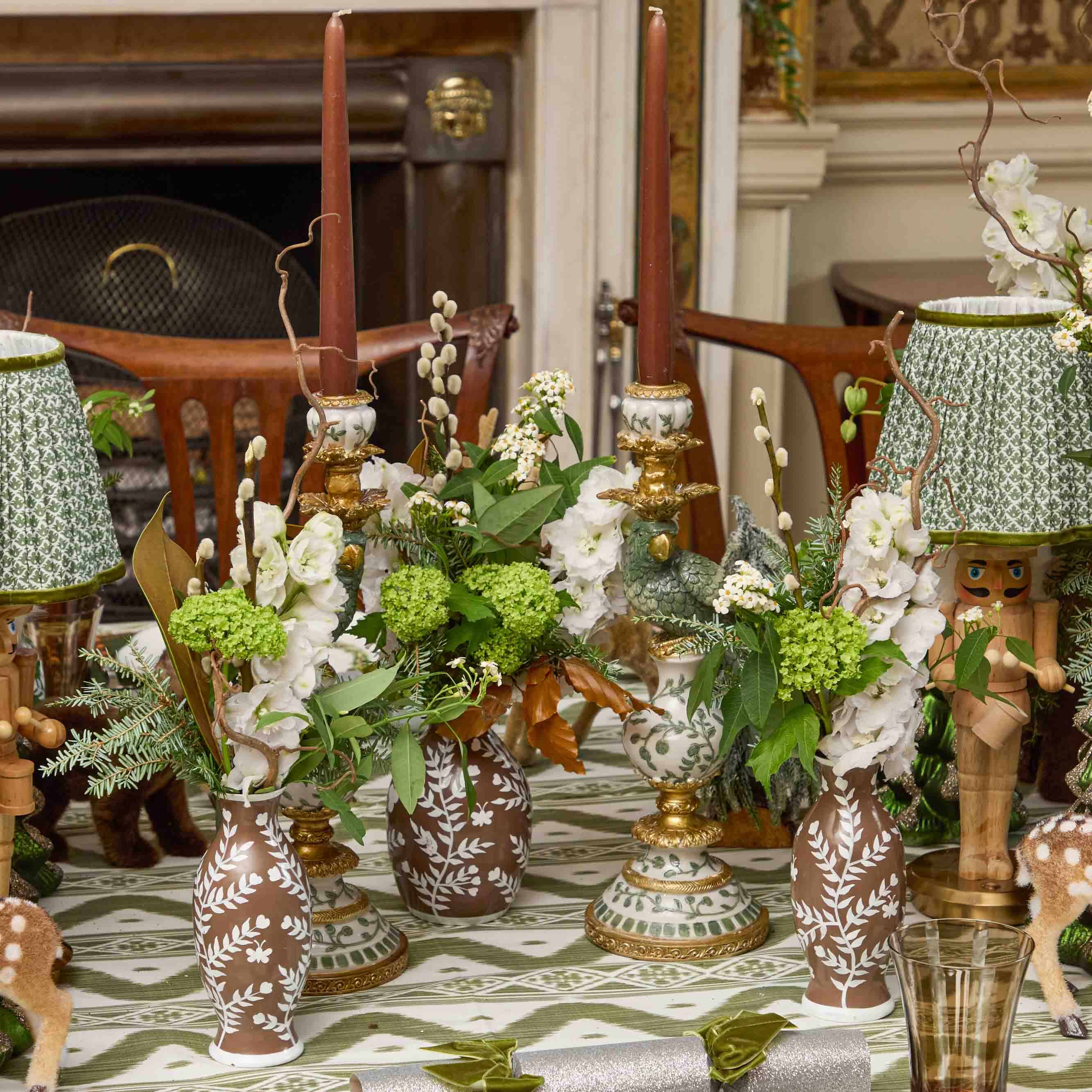 Chocolate Hand Painted Tole Bud Vases (Set of 3)