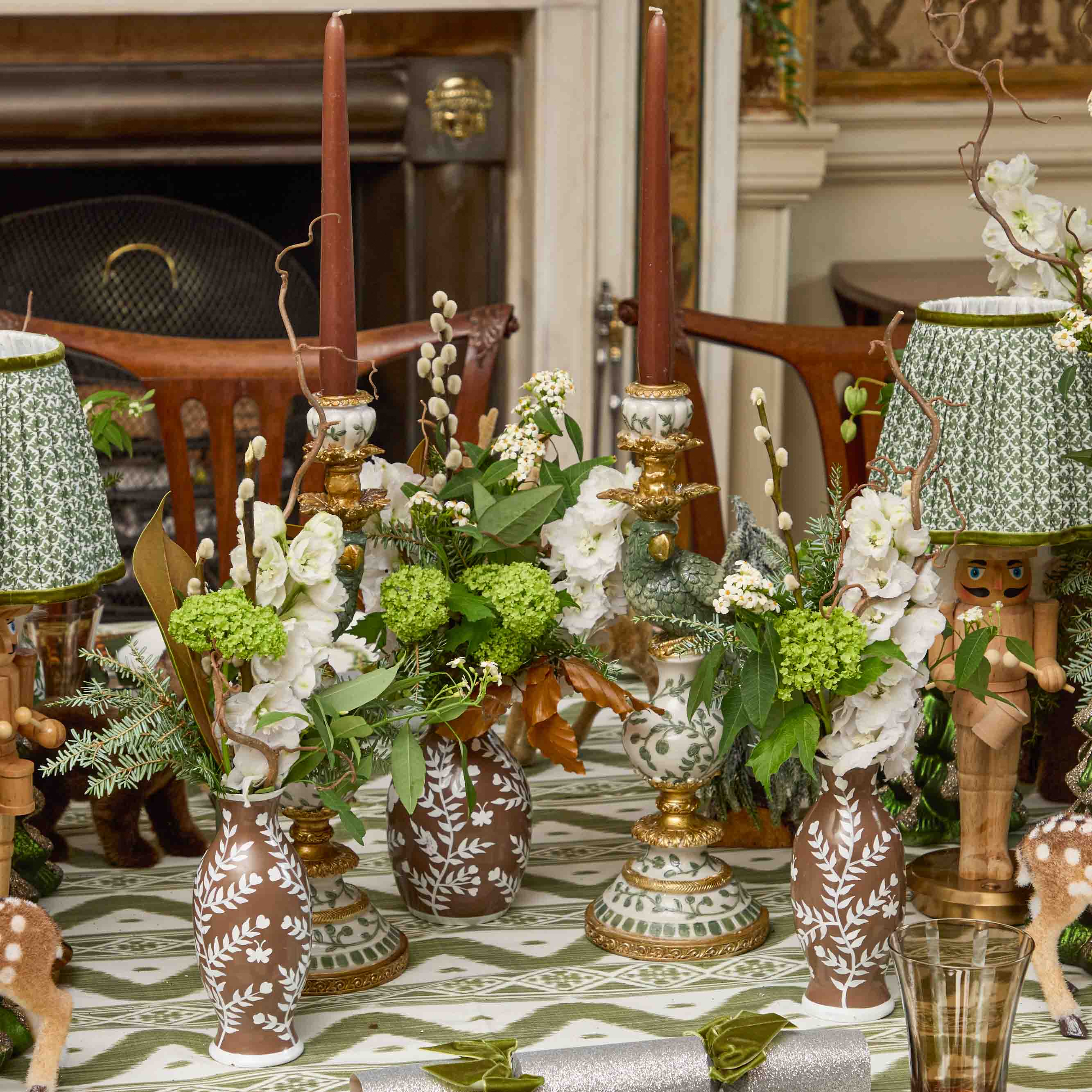 Chocolate Hand Painted Tole Bud Vases (Set of 3)
