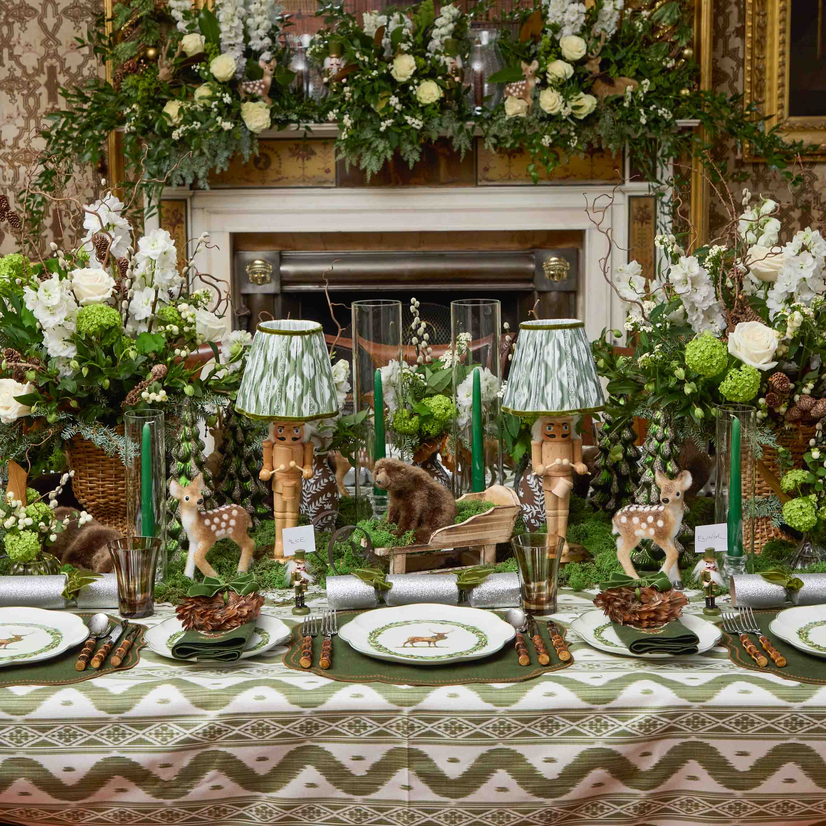 Claudia Glass Huricane Candle Set (Forest Green)