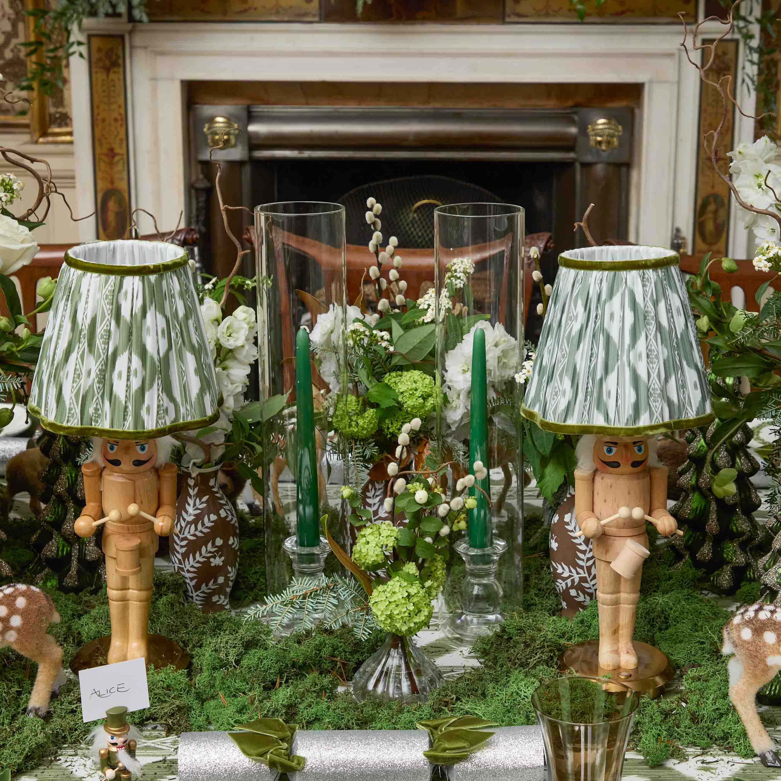 Claudia Glass Huricane Candle Set (Forest Green)