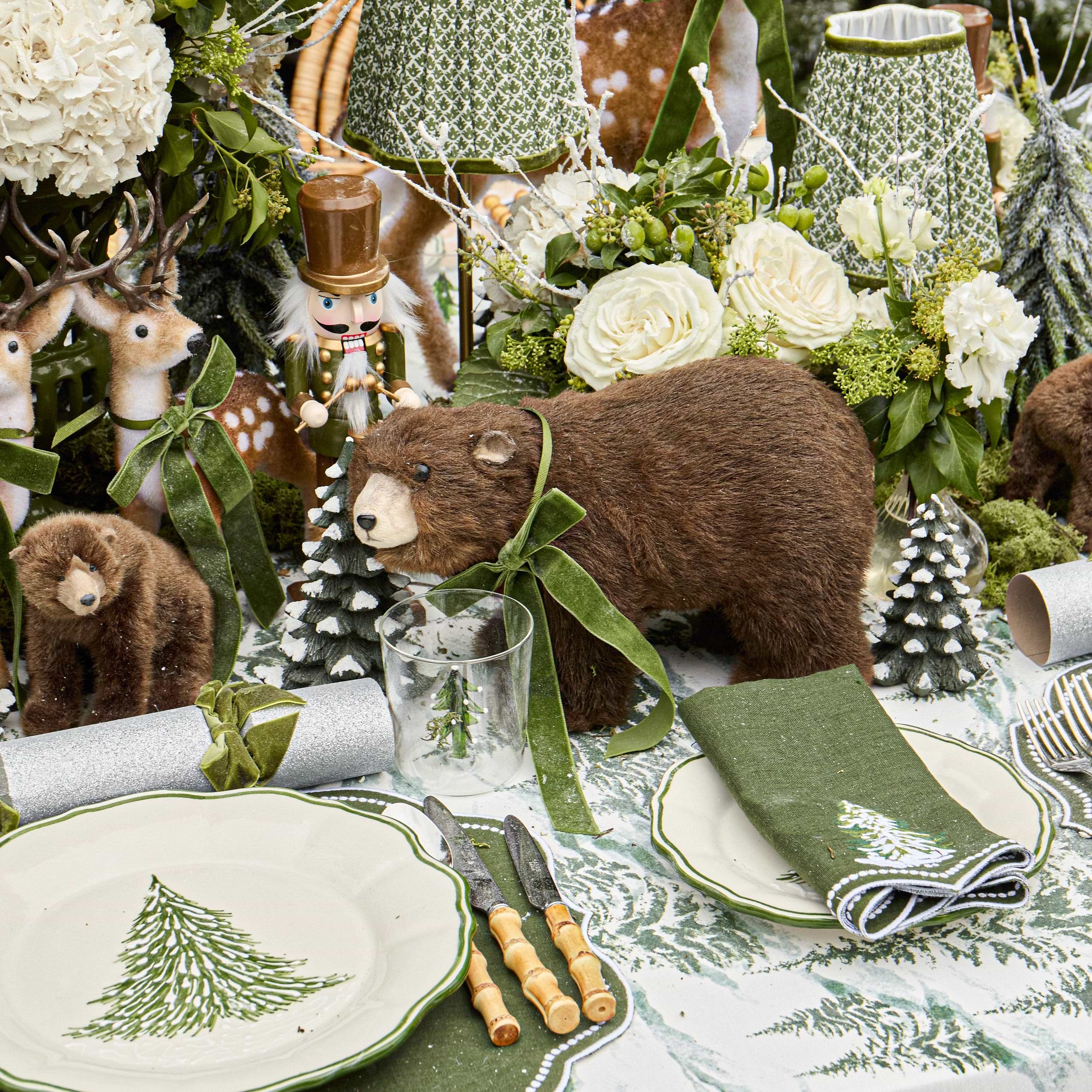 Extra Large Alpine Brown Bears with Green Bow (Pair)