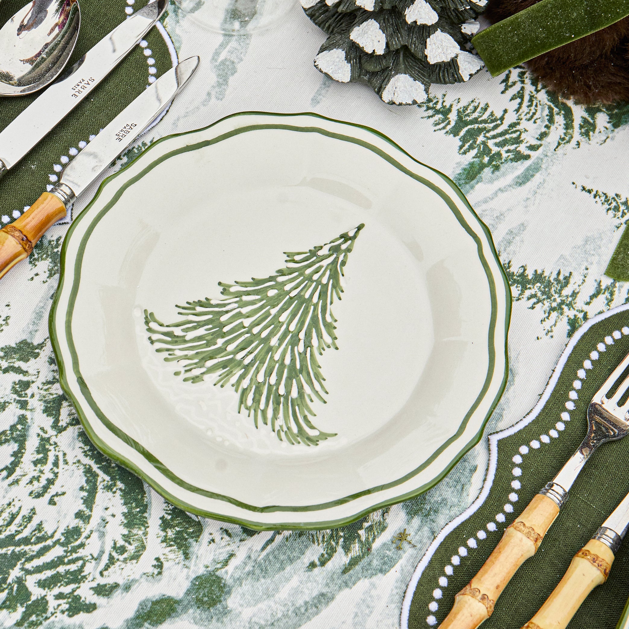 Handpainted Alpine Tree Starter Plates (Set of 4)