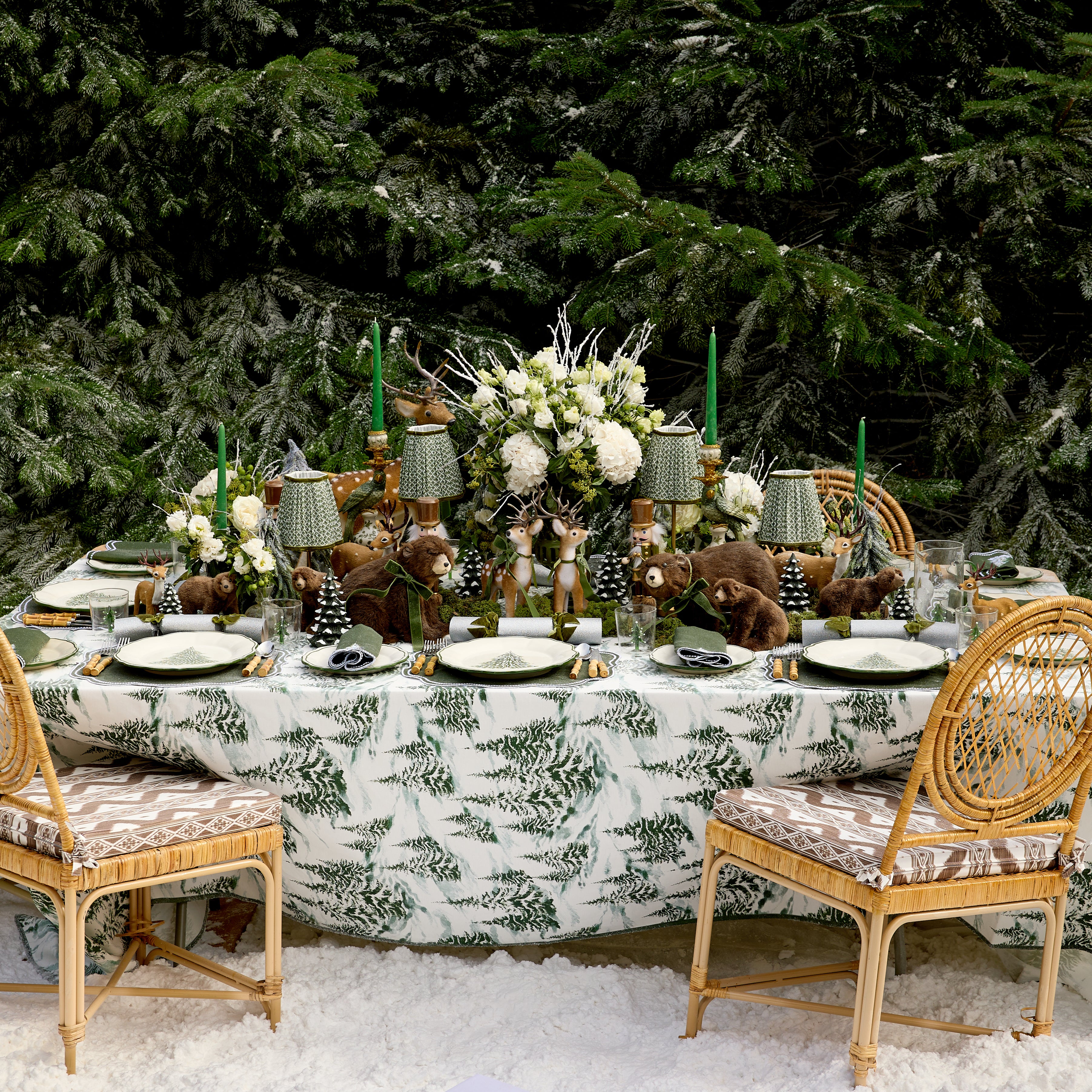 Small Snow-Dusted Alpine Fir Tree (Pair)