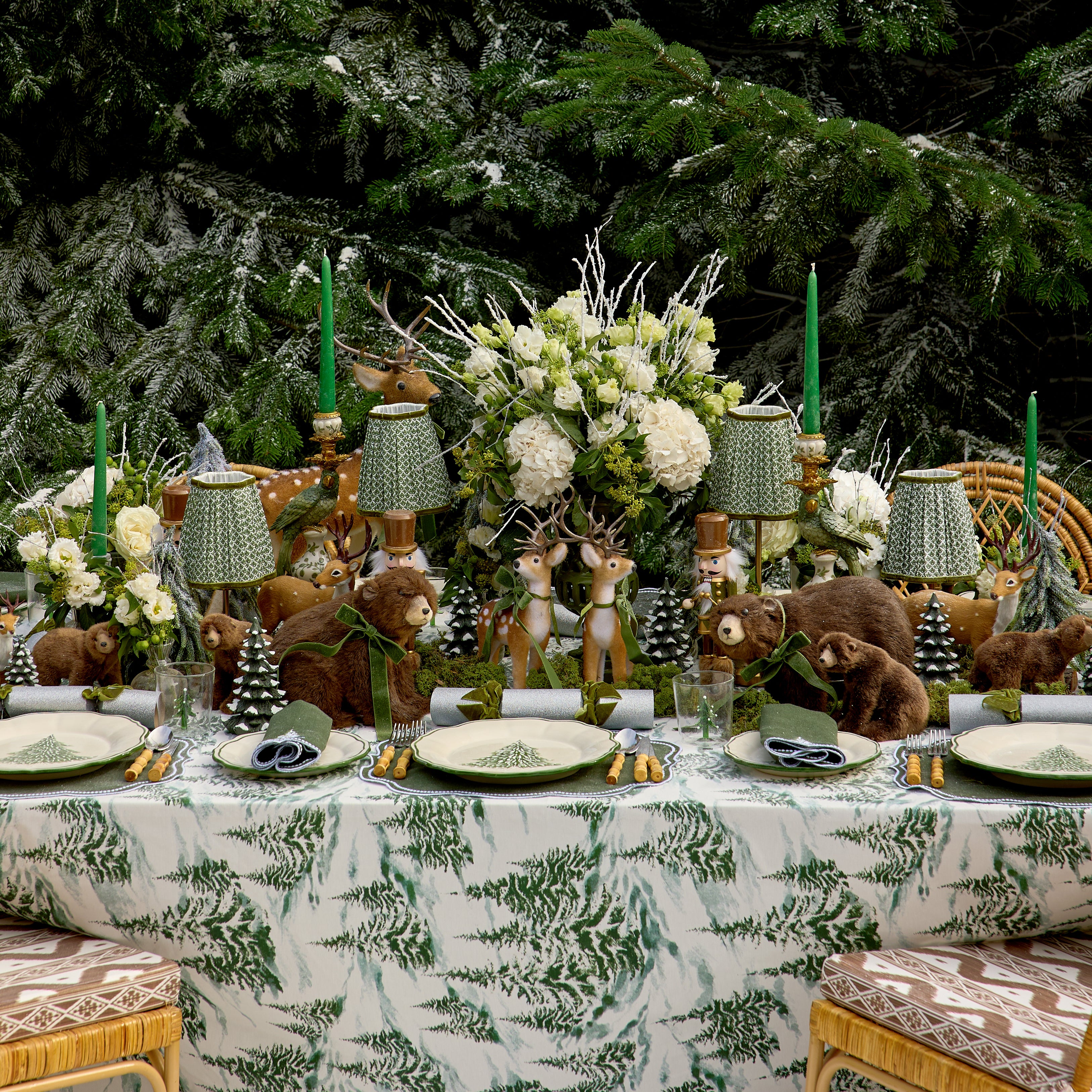 Extra Large Alpine Brown Bears with Green Bow (Pair)